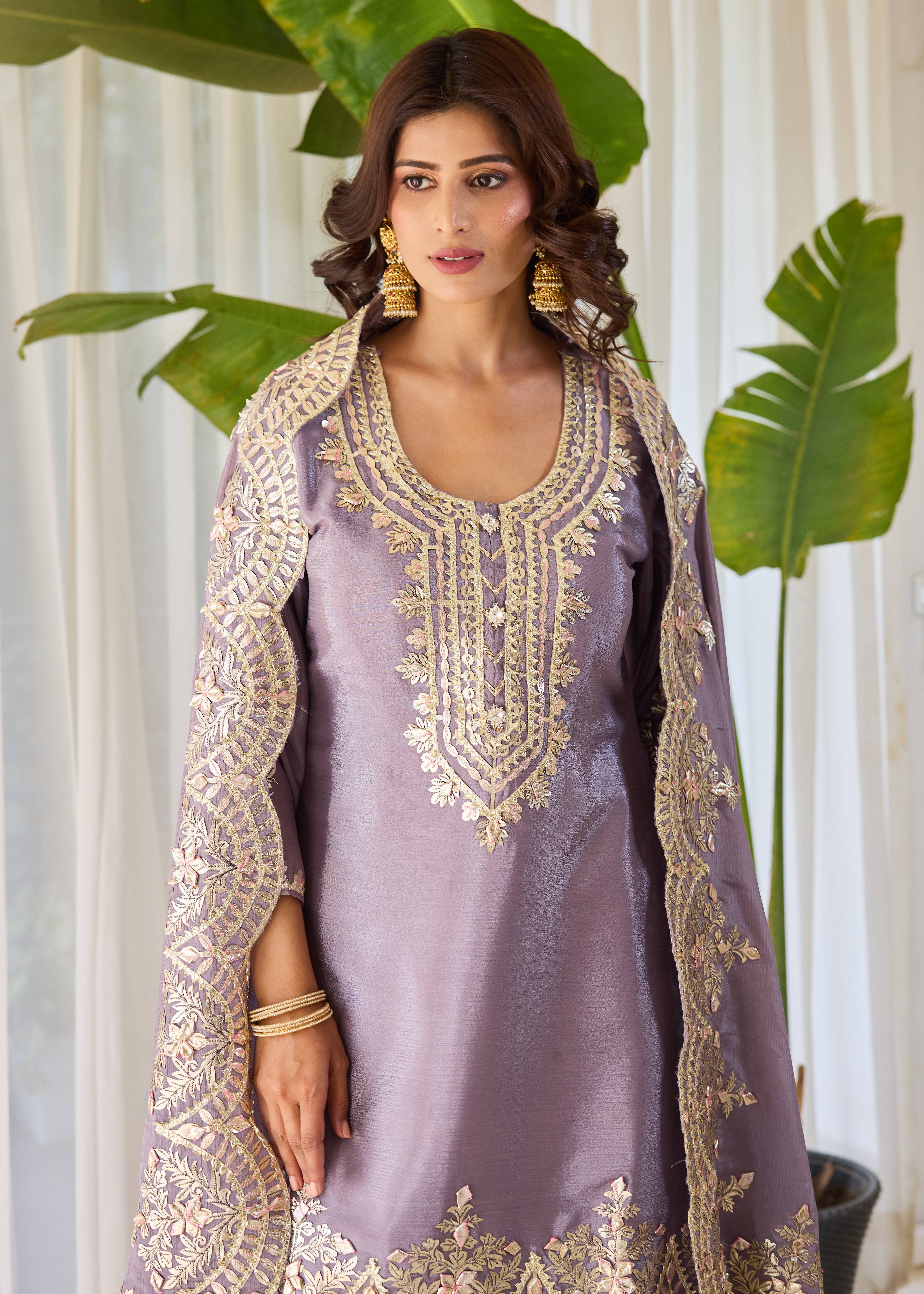 Lavender Sharara Set Image - 1