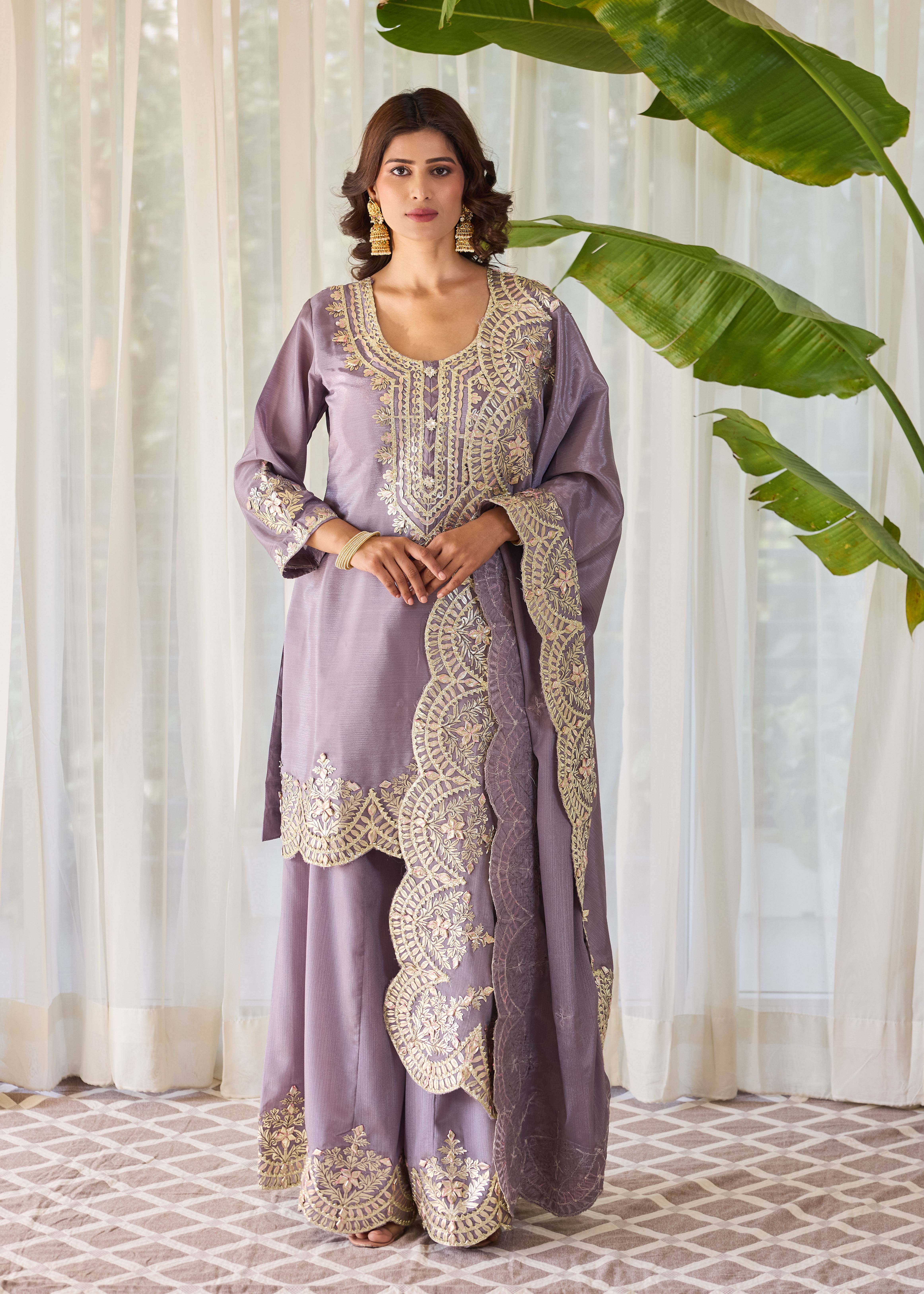 Lavender Sharara Set Image - 0