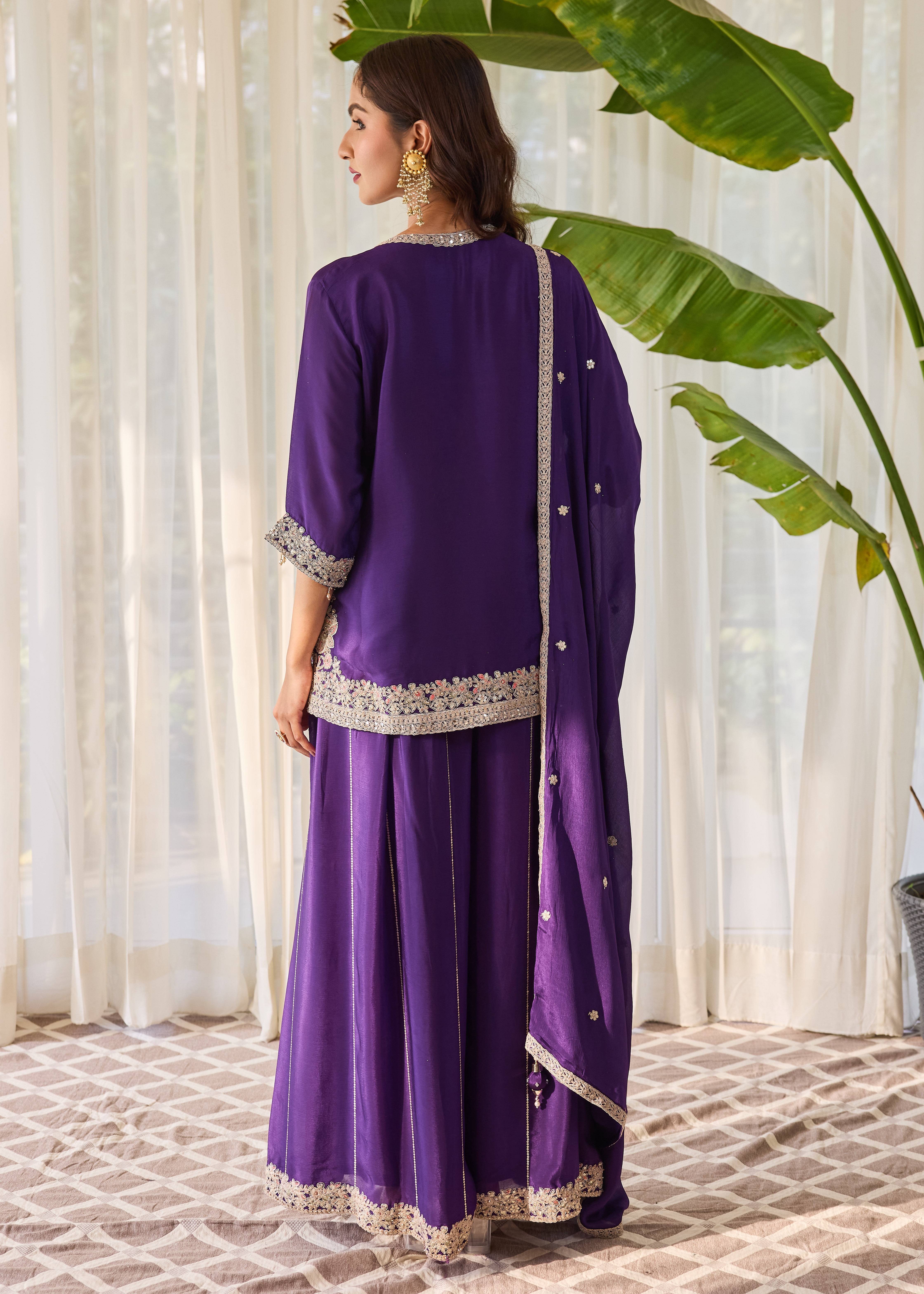 Royal Purple Sharara Set Image - 1