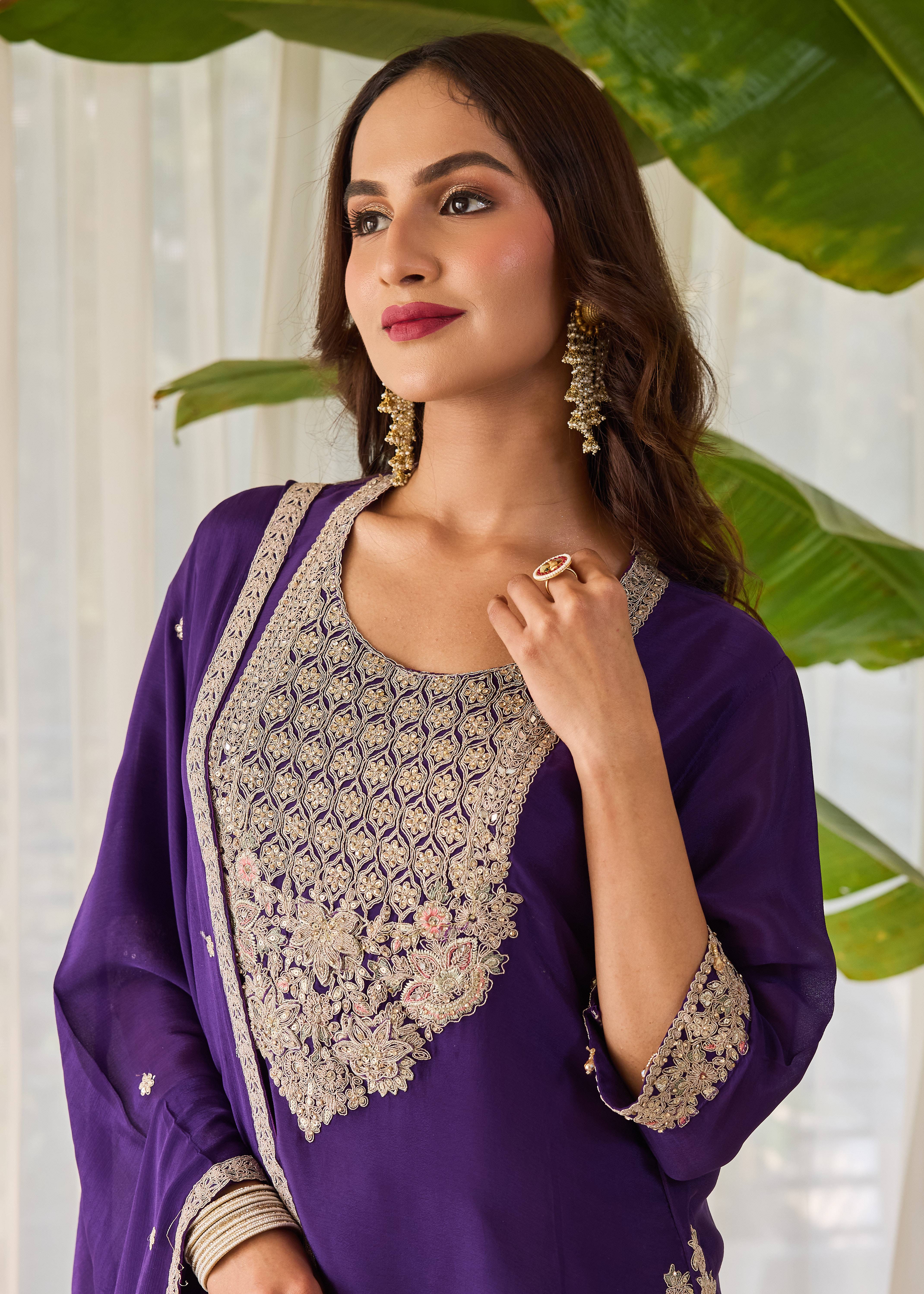 Royal Purple Sharara Set Image - 2