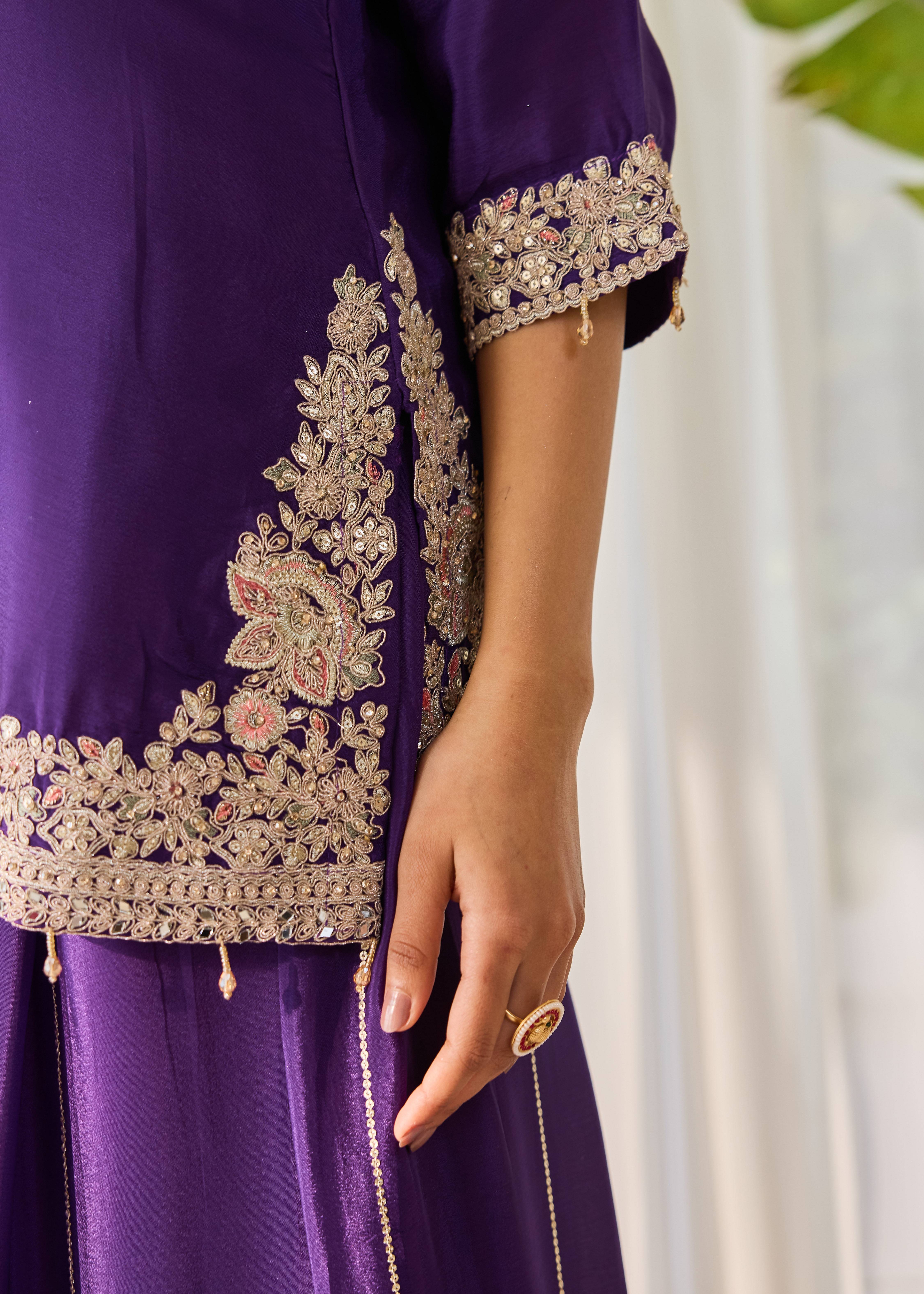 Royal Purple Sharara Set Image - 3