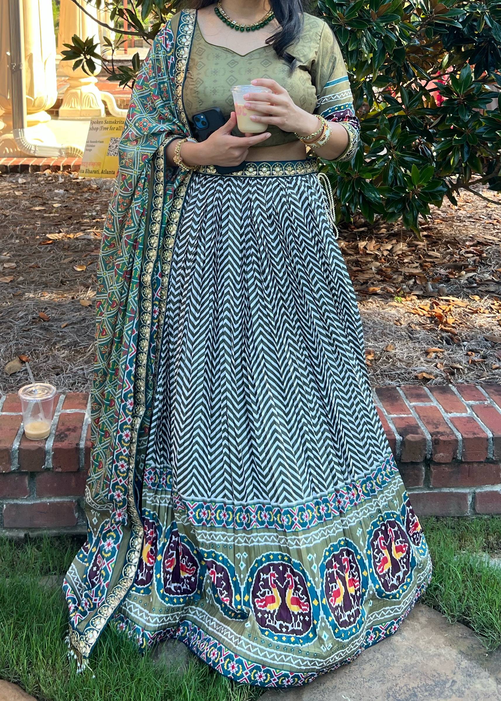 Chevron Printed Lehenga Image - 0
