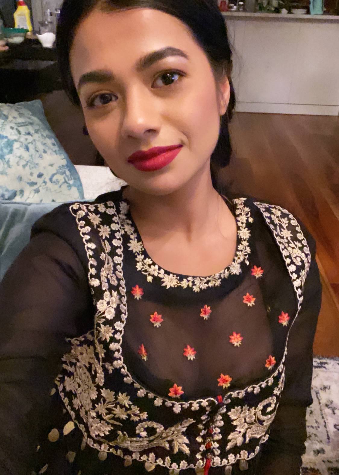 Black Gold Polka Dot Anarkali Set Image - 2