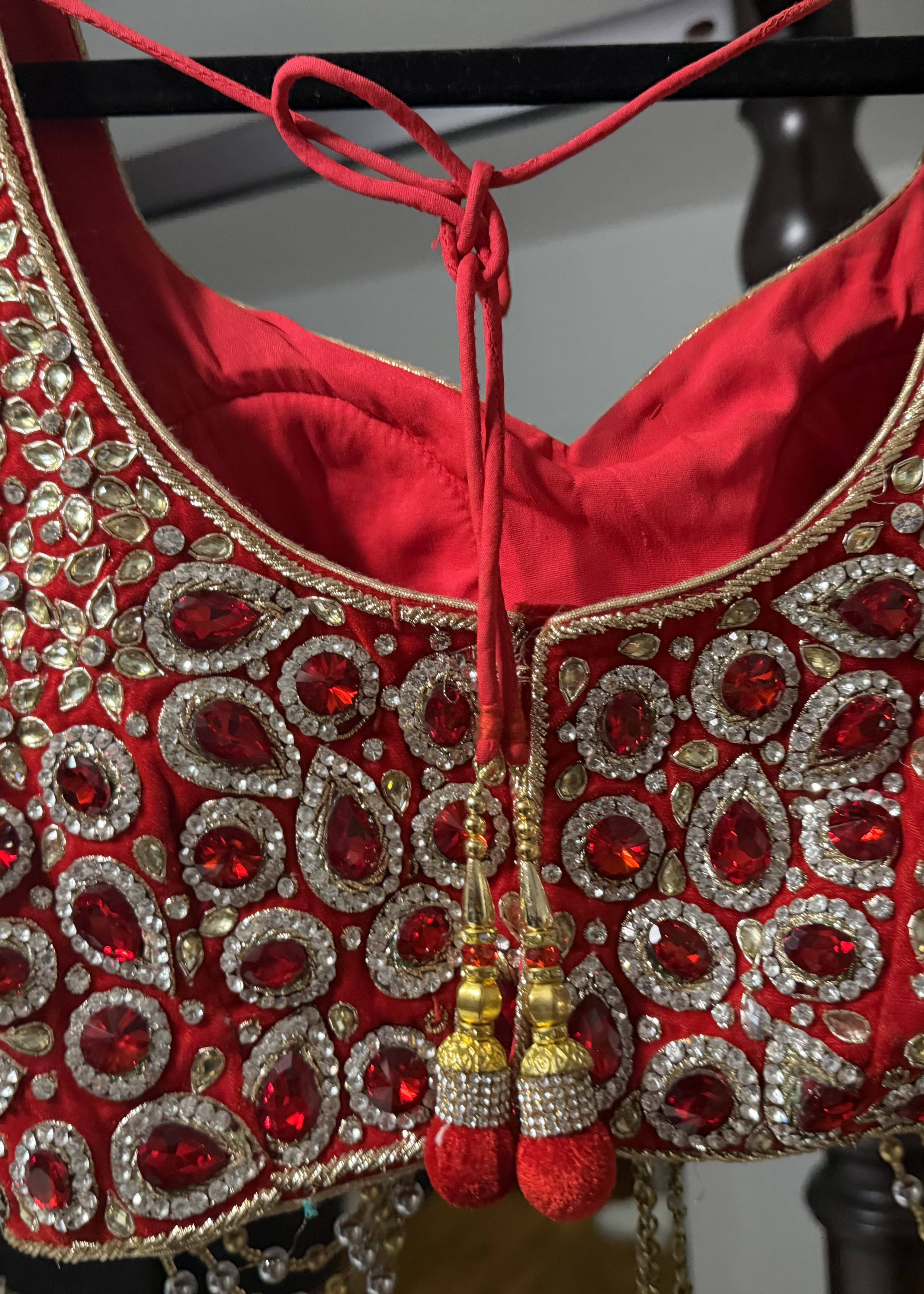 Red Kundan Bridal Lehenga Image - 3