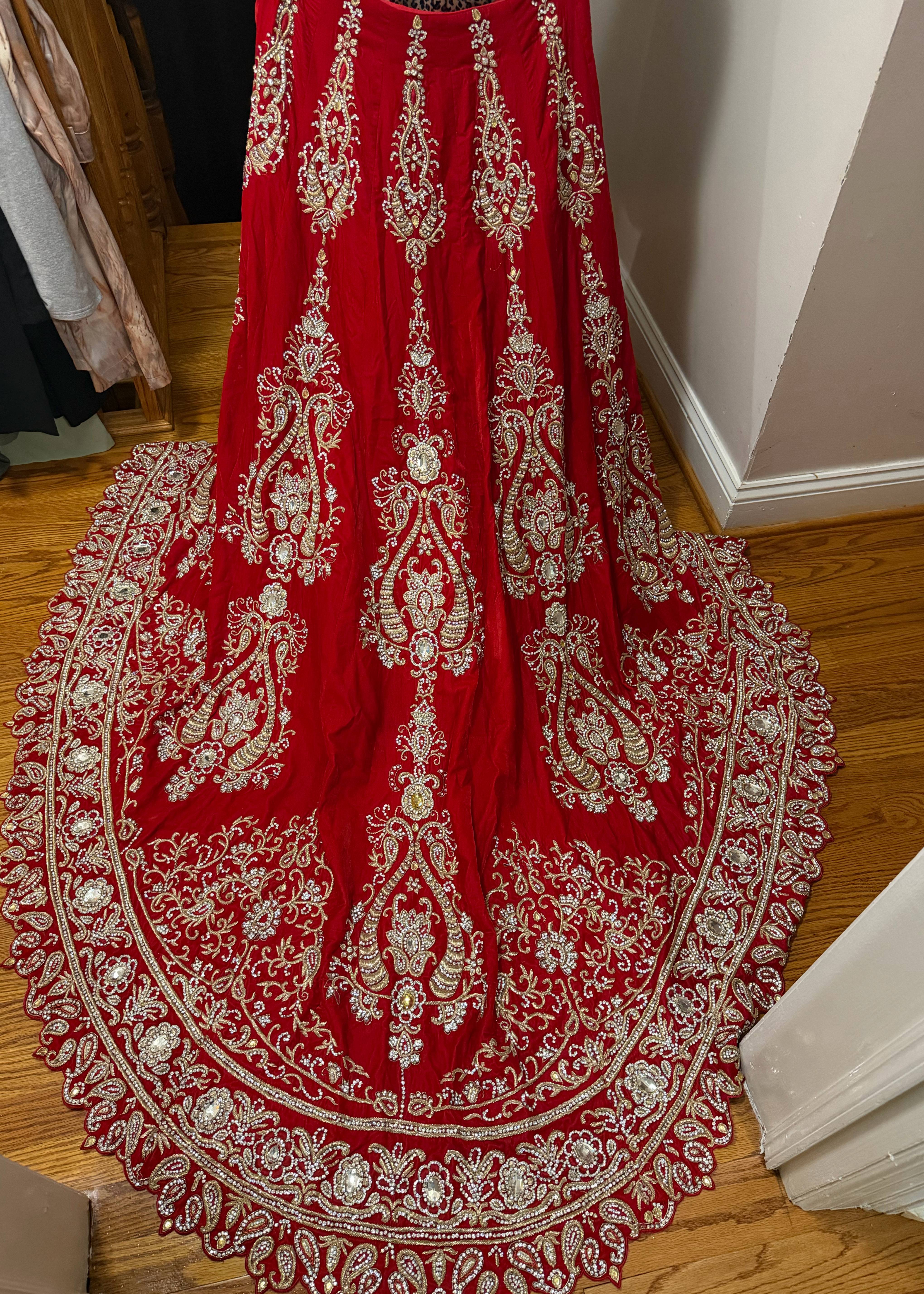 Red Kundan Bridal Lehenga Image - 1