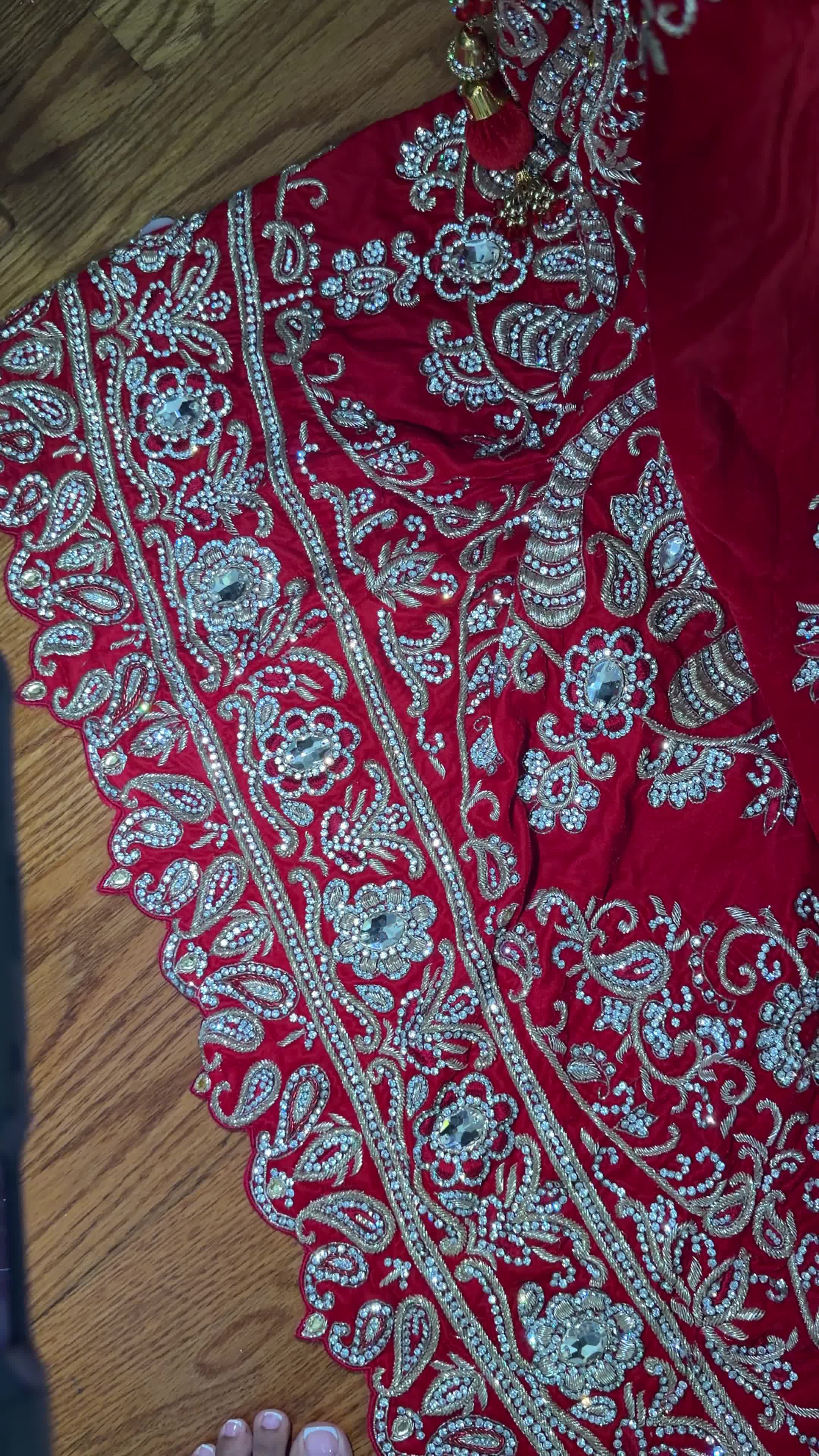 Red Kundan Bridal Lehenga Image - 6