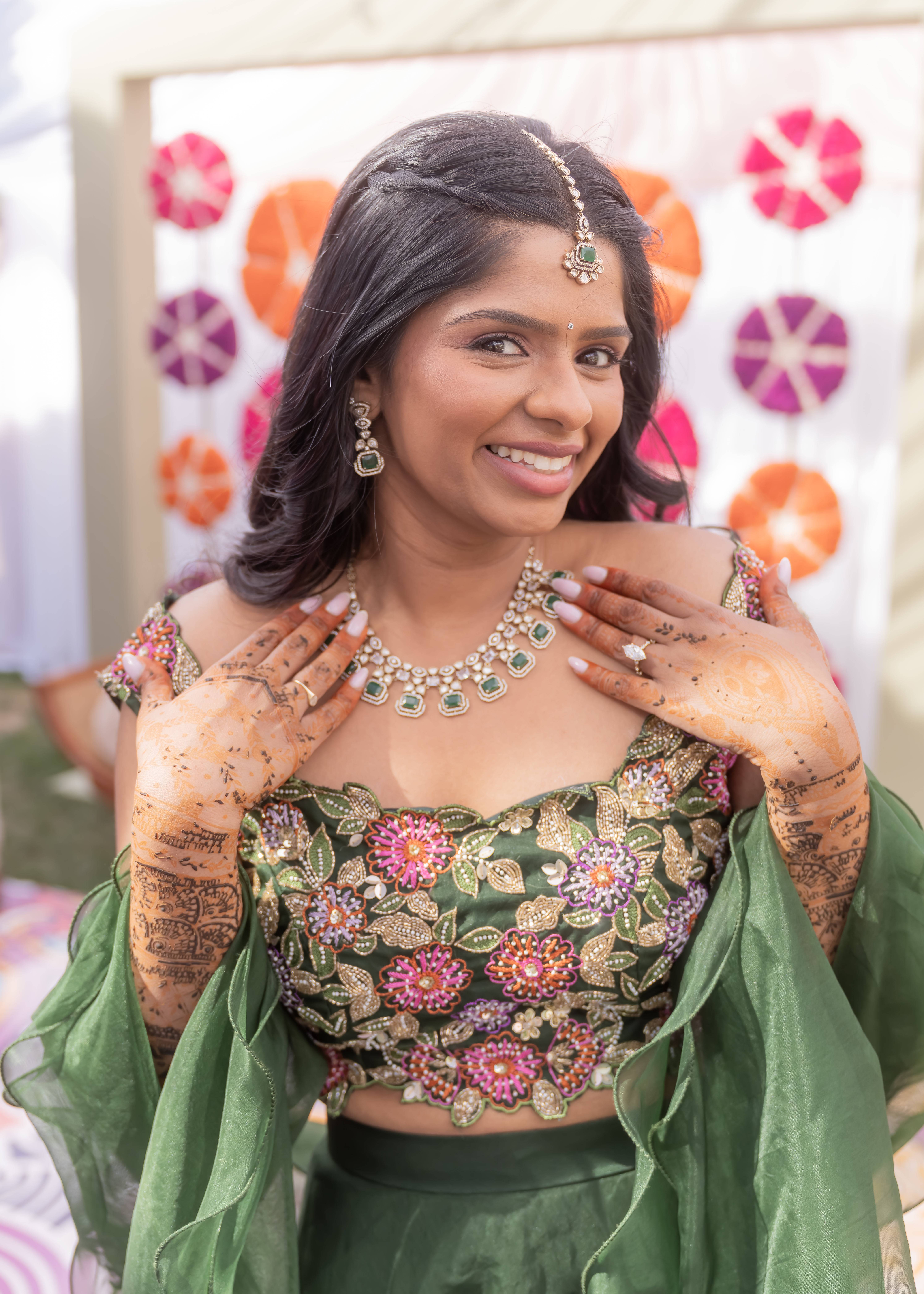 Forest Green Floral Embroidered Lehenga Image - 1