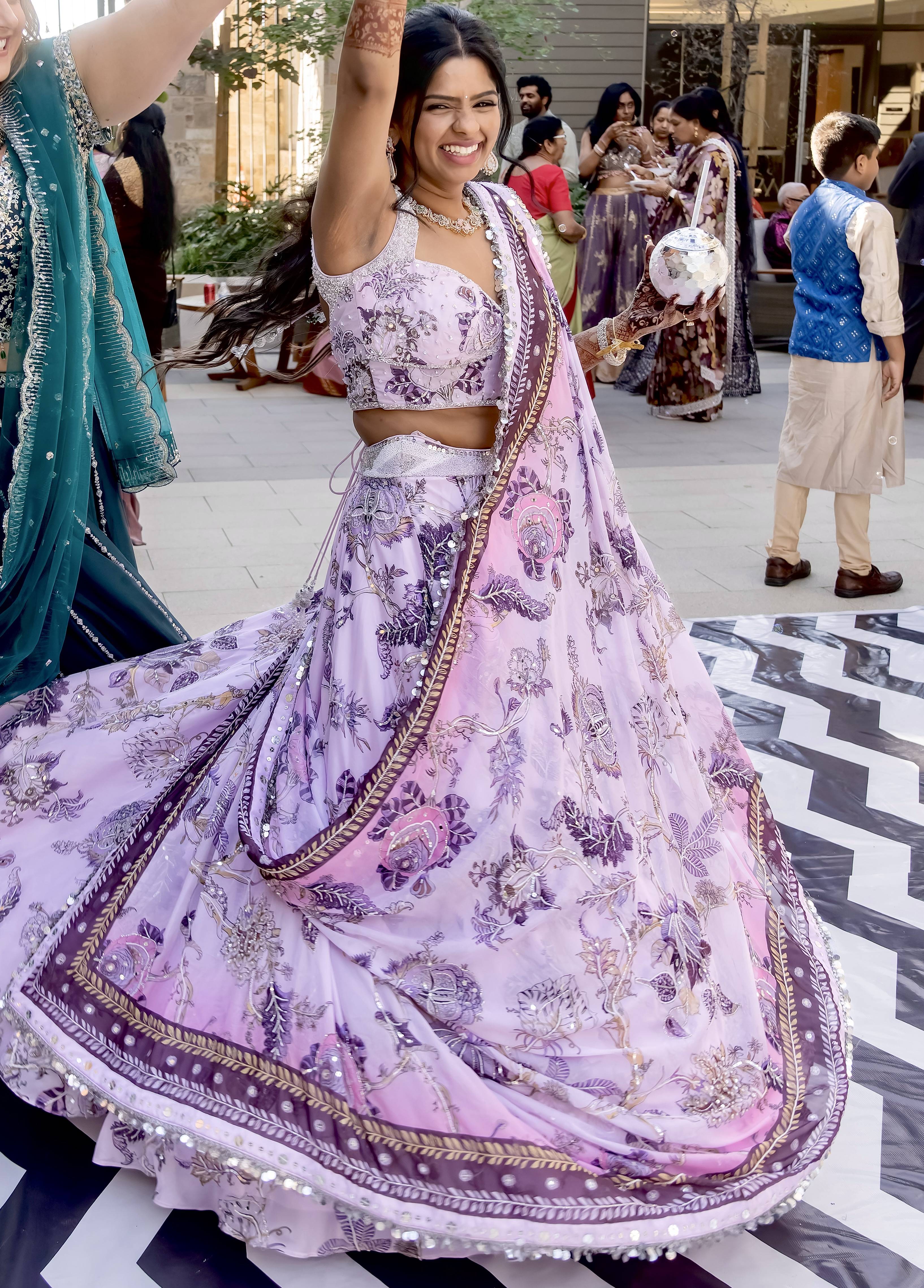 Lavender Floral Print Lehenga Image - 0