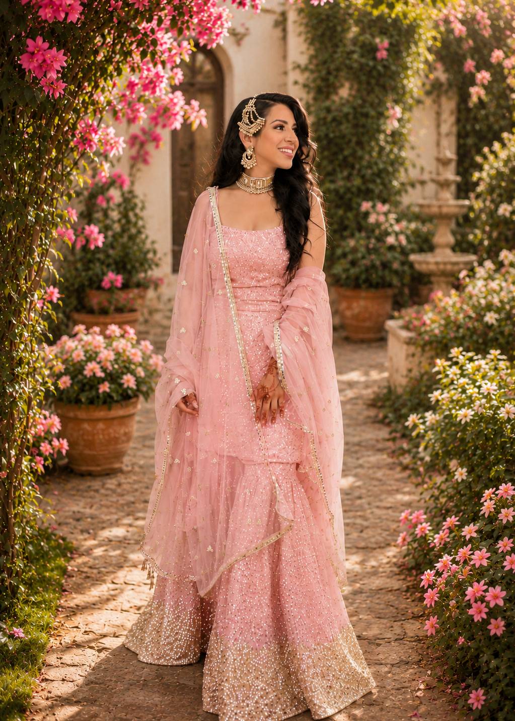 Baby Pink Sharara Image - 0