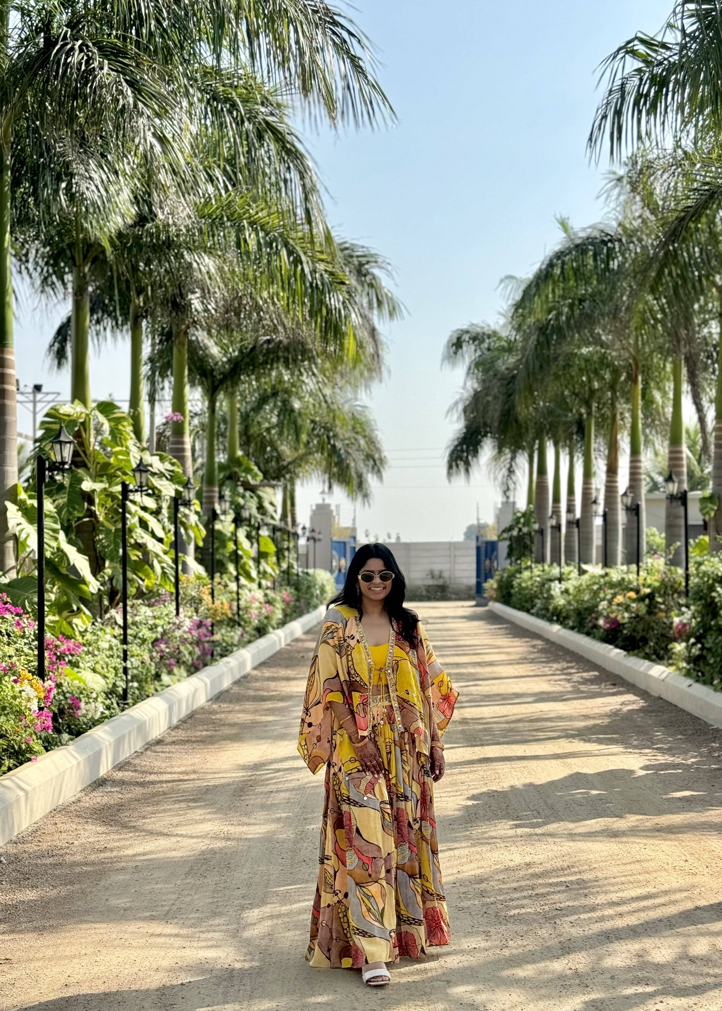 Yellow Printed Pant Set Image - 3