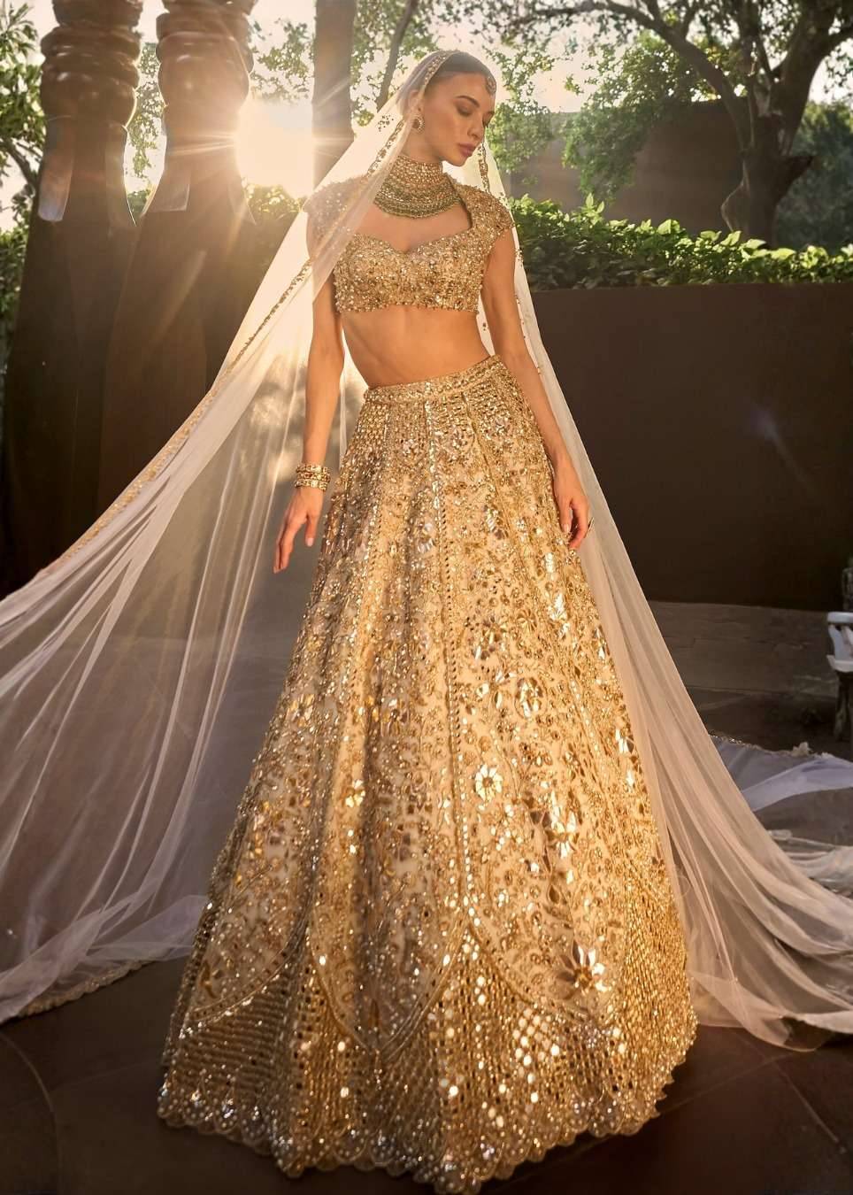 Silver Tissue Mirrorwork Lehenga Set Image - 1