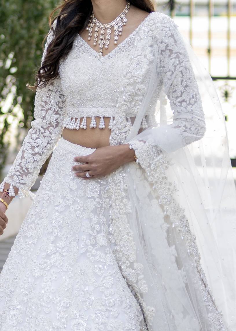 Ivory Beaded Embroidered Lehenga Image - 1