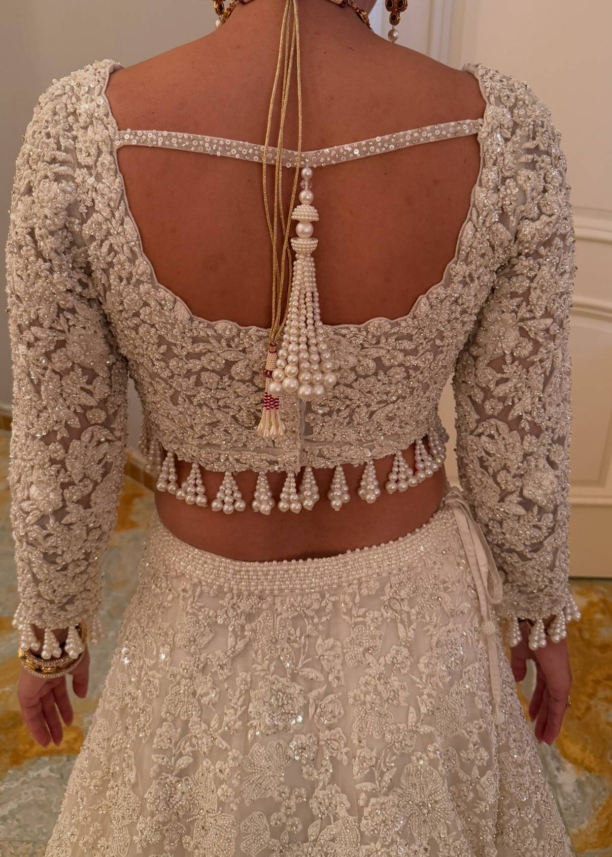 Ivory Beaded Embroidered Lehenga Image - 4