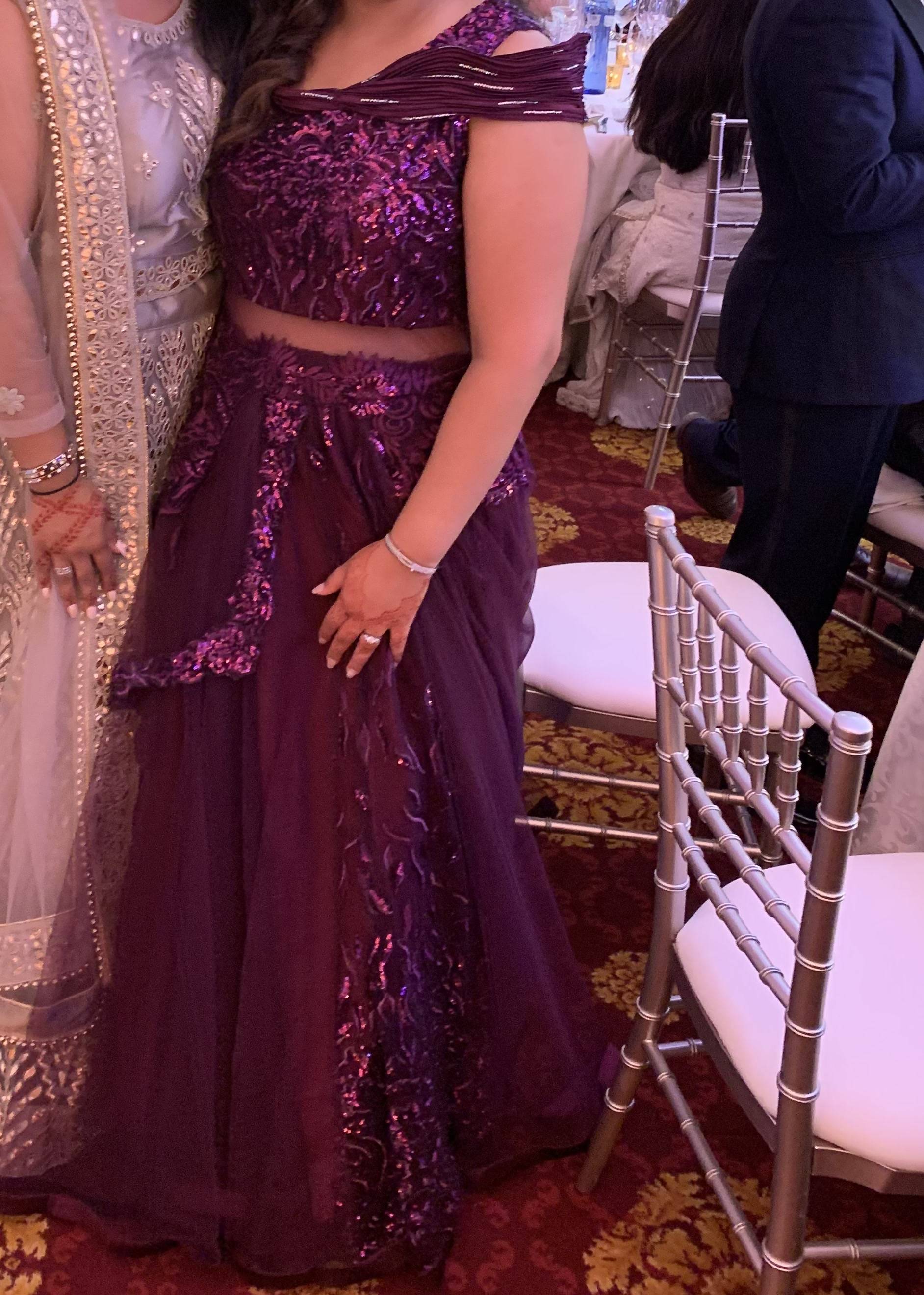 Purple Sequin One-Shoulder Dress Image - 1