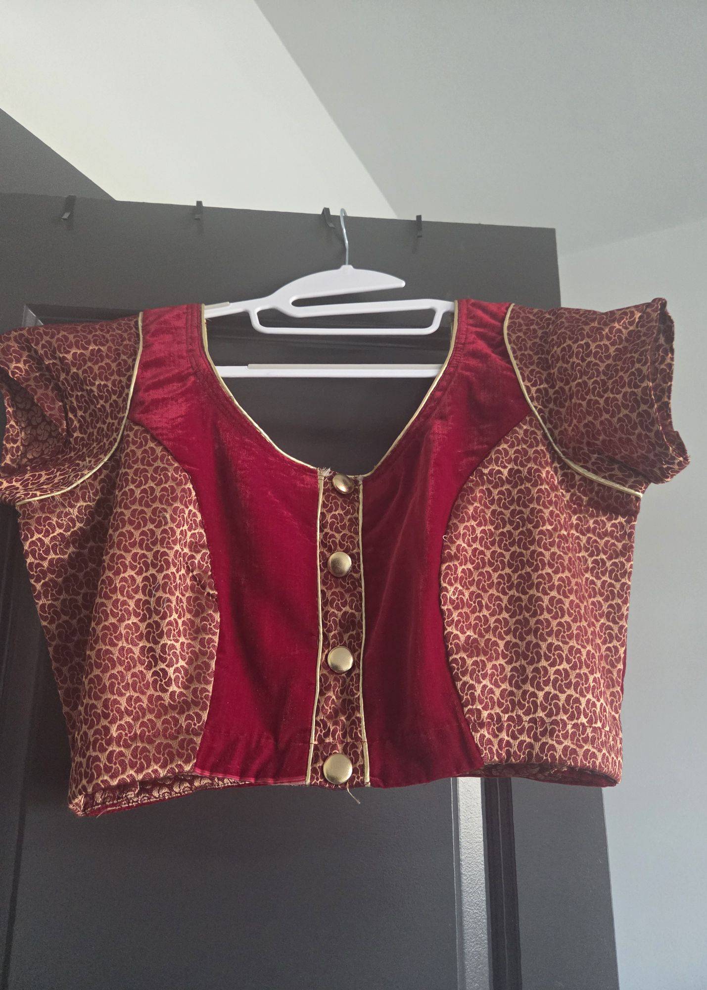 Red and Gold Printed Blouse Image - 0