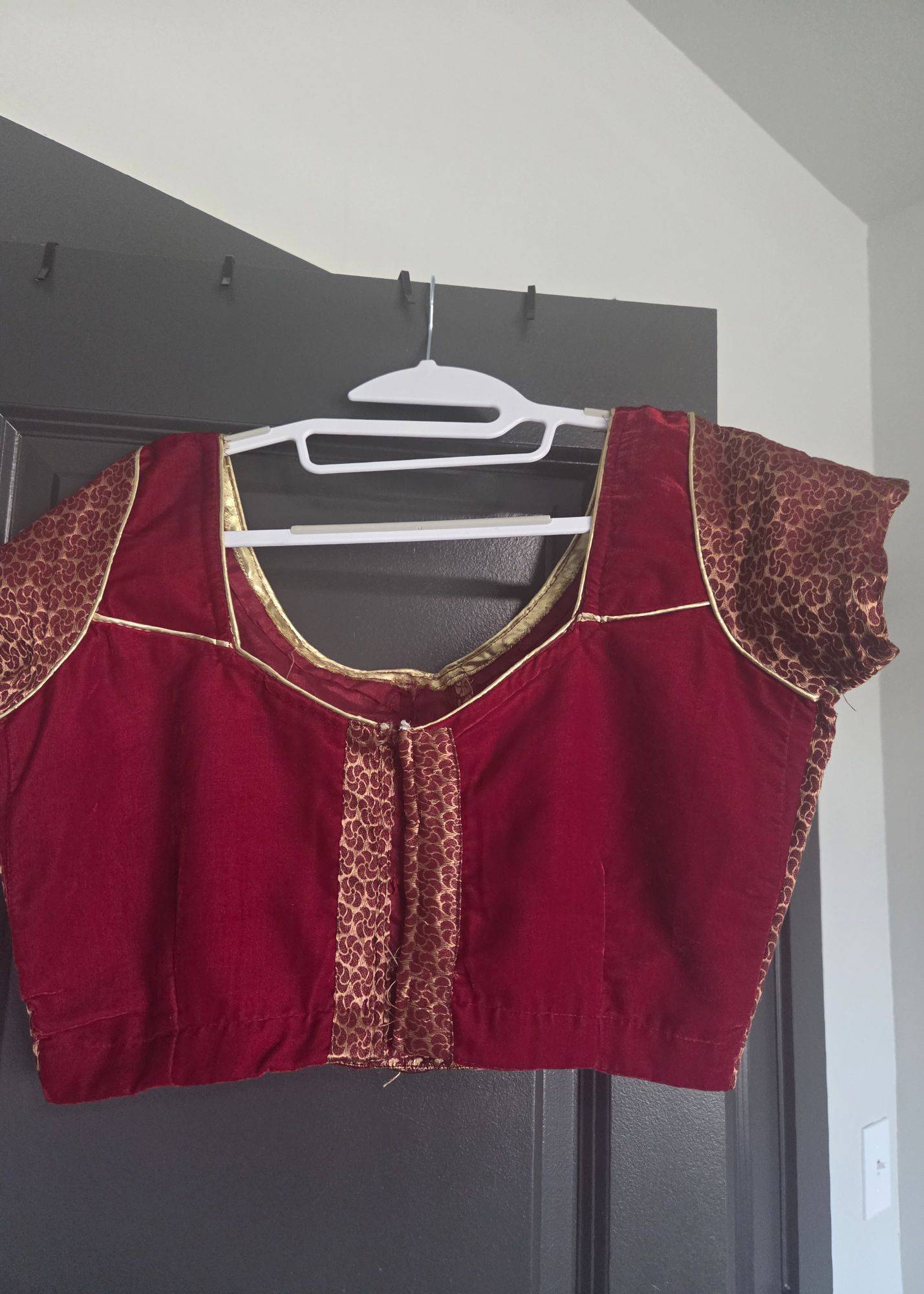 Red and Gold Printed Blouse Image - 1
