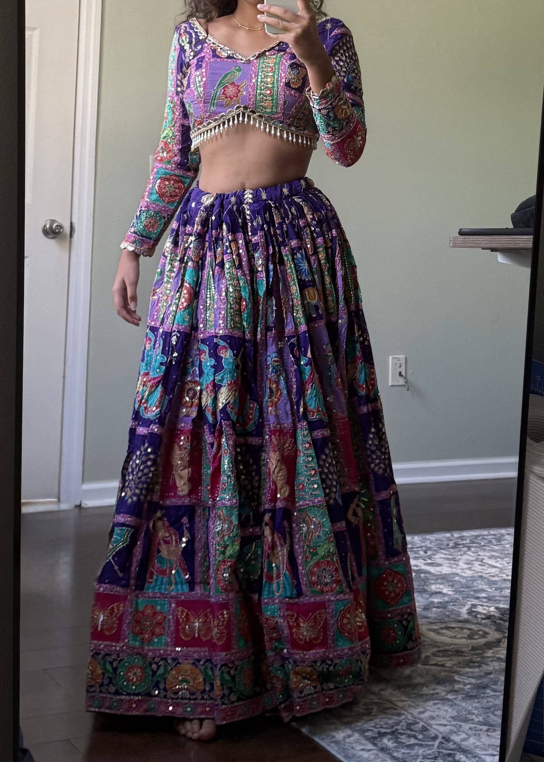 Purple Patchwork Lehenga Image - 0