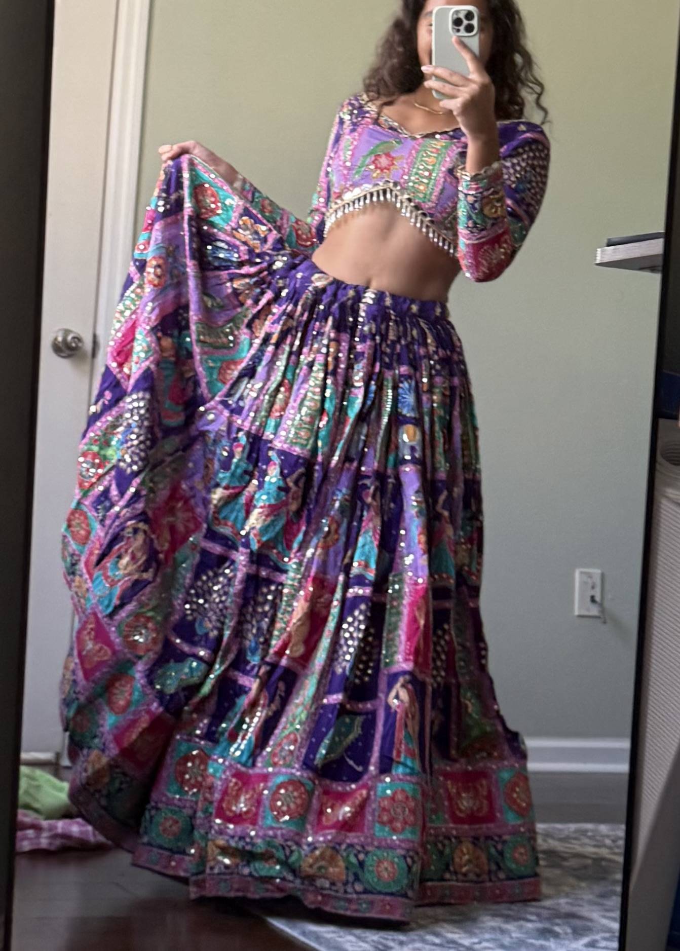 Purple Patchwork Lehenga Image - 2