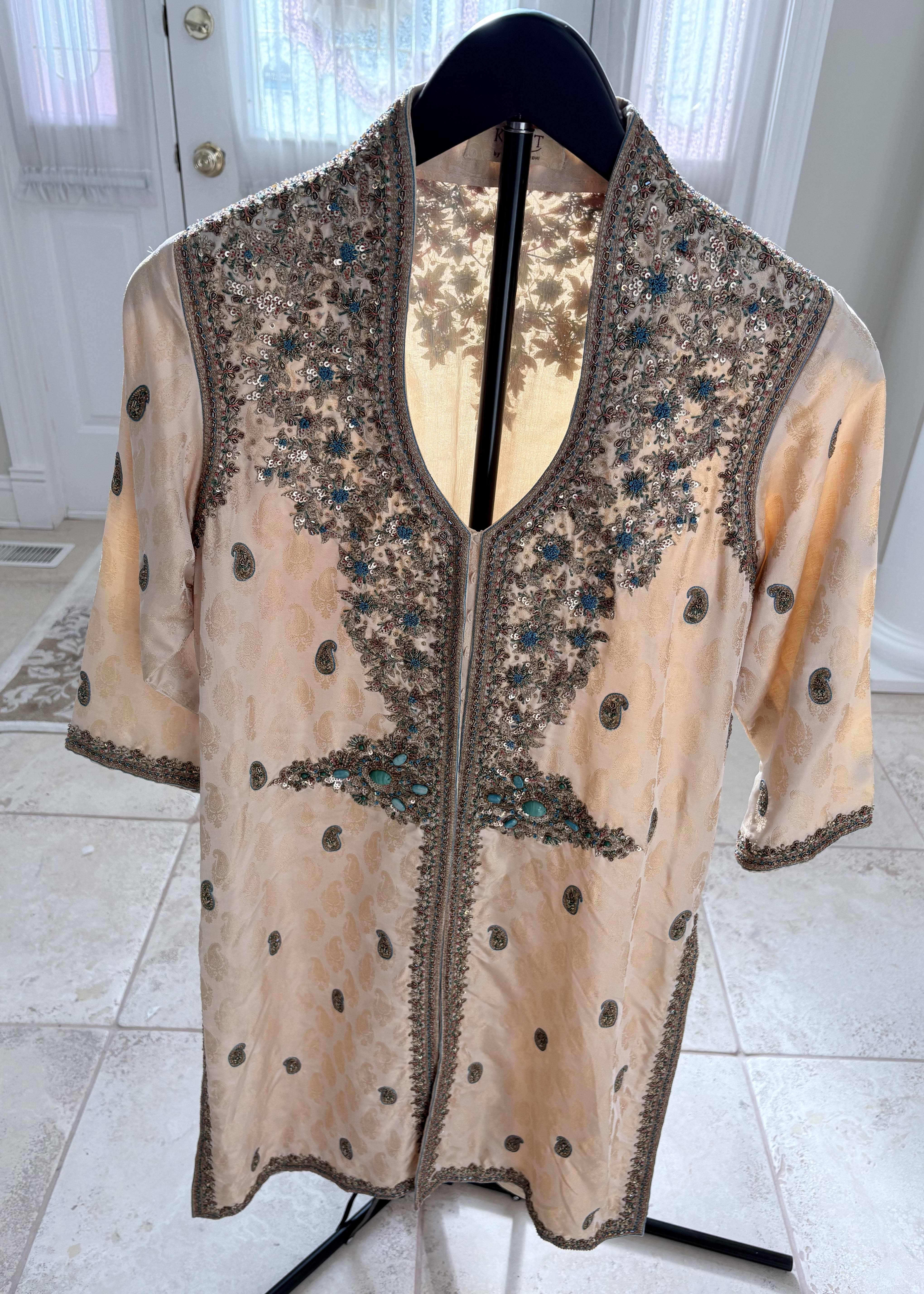 Klimt by Feroze Gandhi Ivory Beaded Kurta Lehenga Image - 6