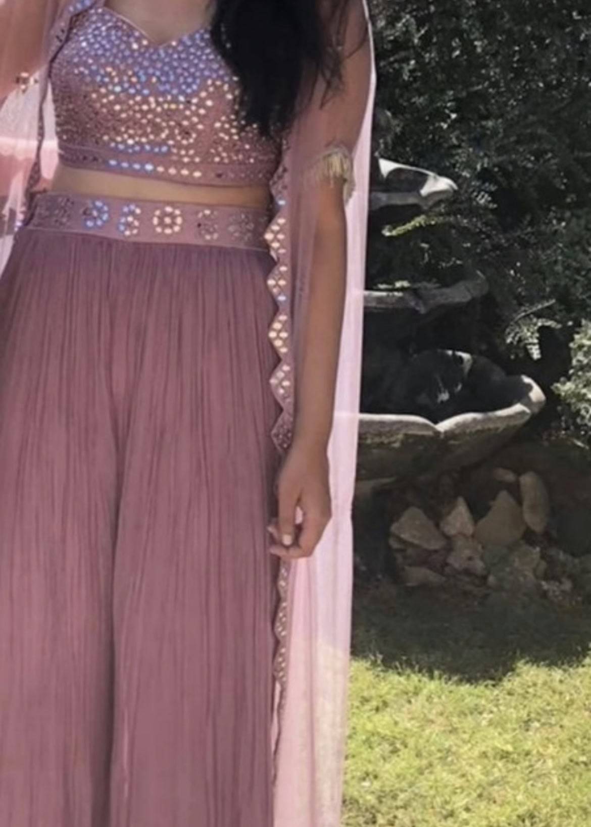 Dusty Pink Mirrorwork Sharara Set Image - 1