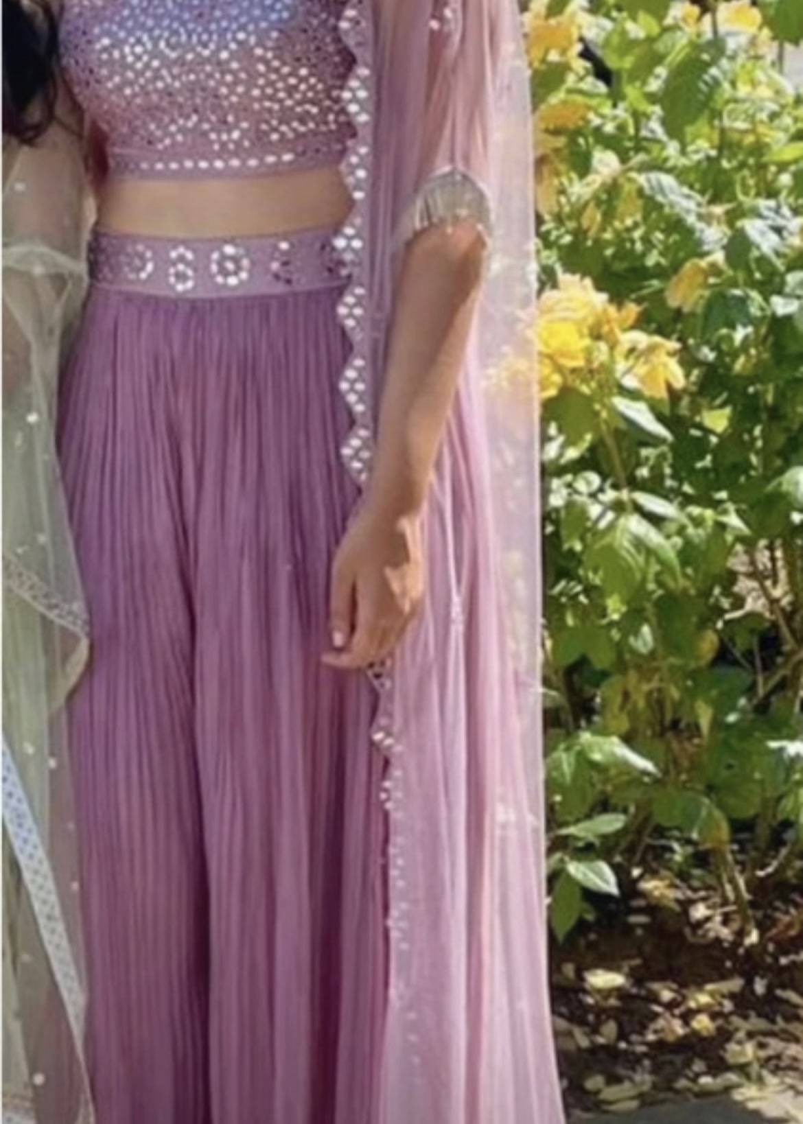 Dusty Pink Mirrorwork Sharara Set Image - 2