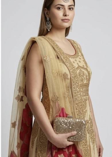 Gold and Red Anarkali Image - 3