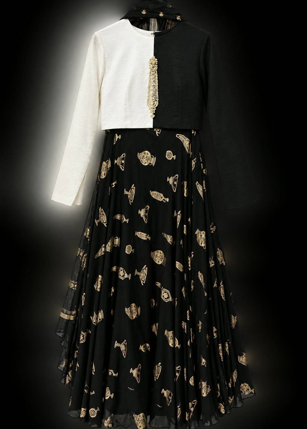 Black and White Boho Lehenga Image - 0