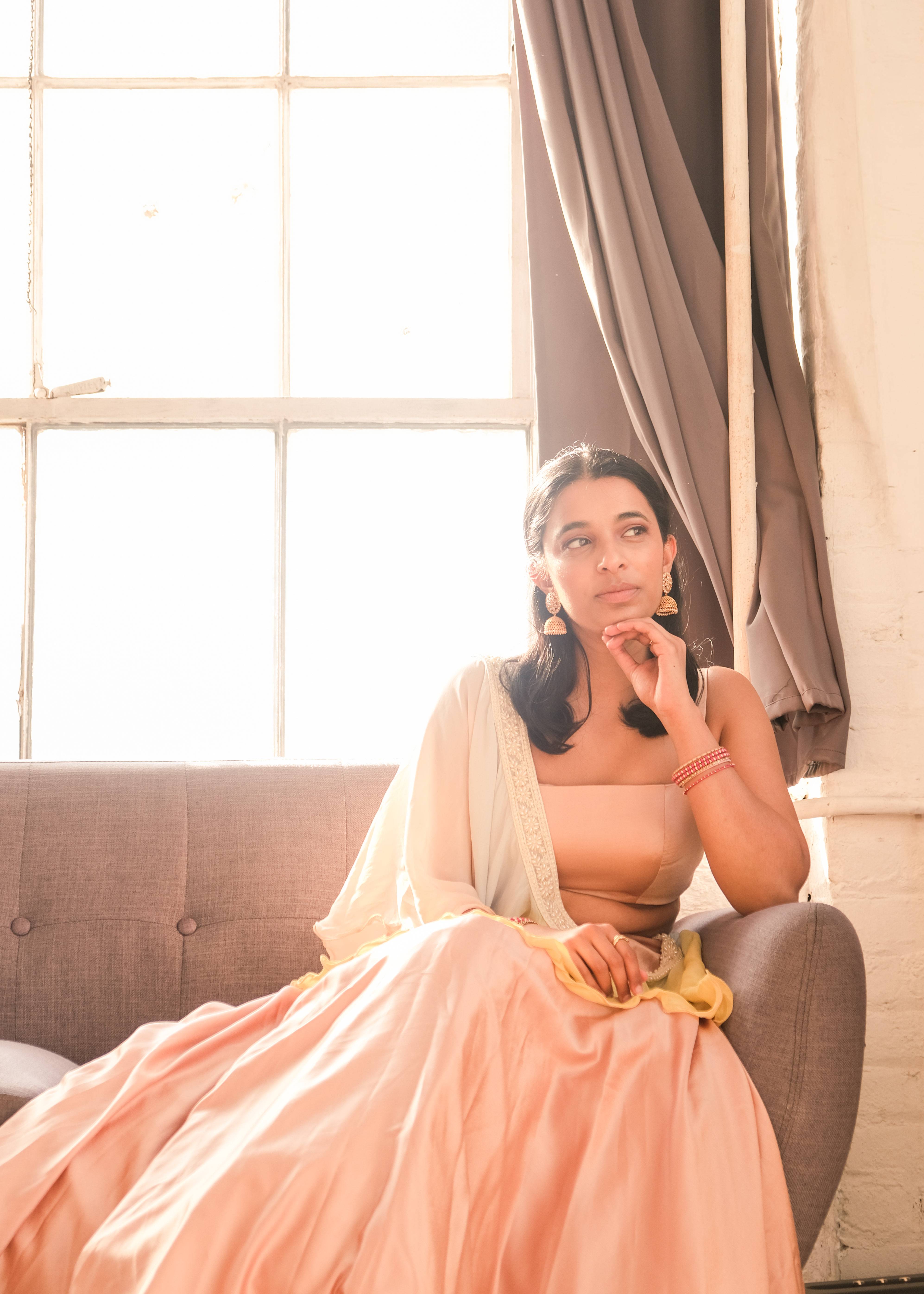 Peach Satin Lehenga Image - 1