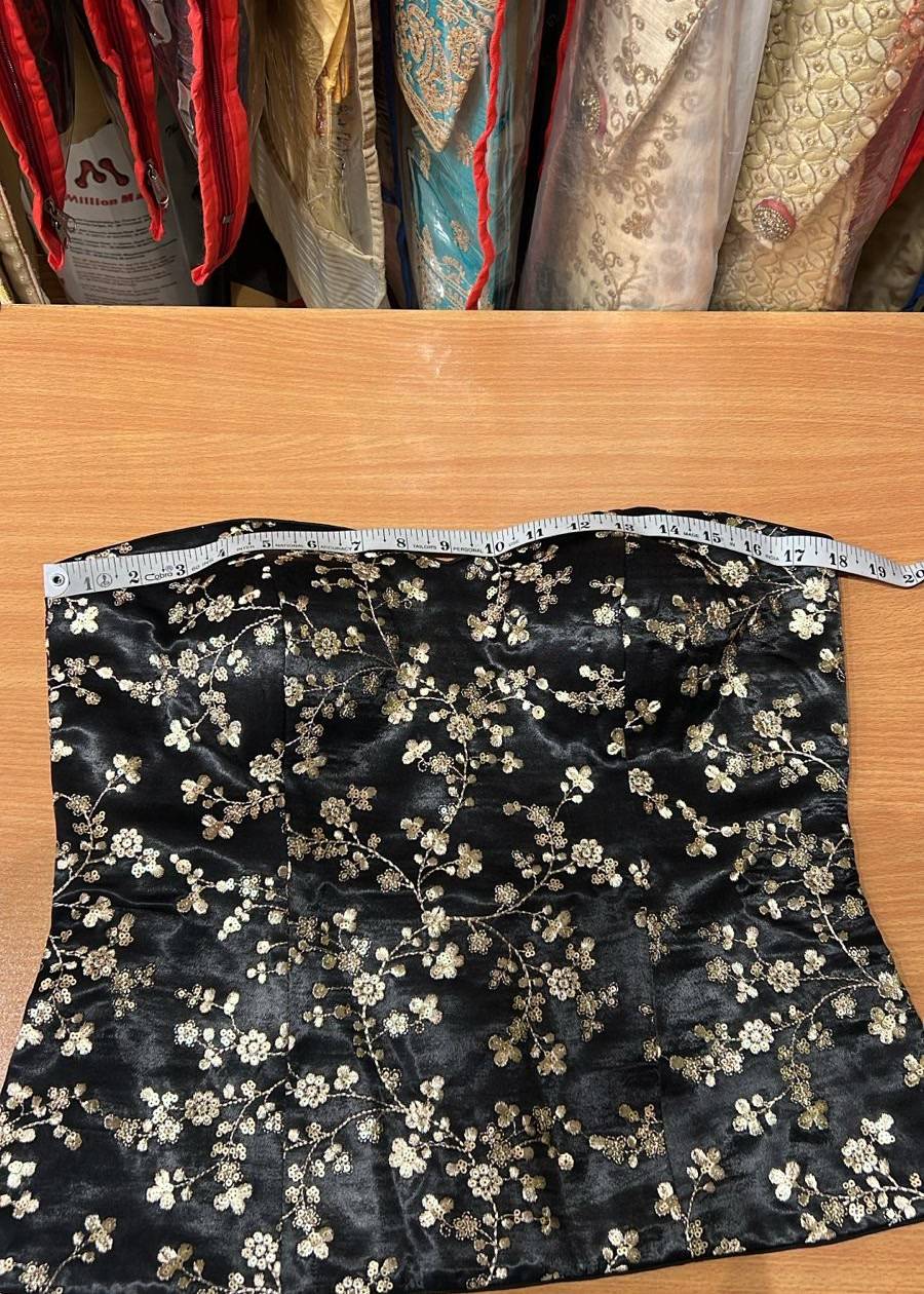 Black Embroidered Corset Top Image - 2