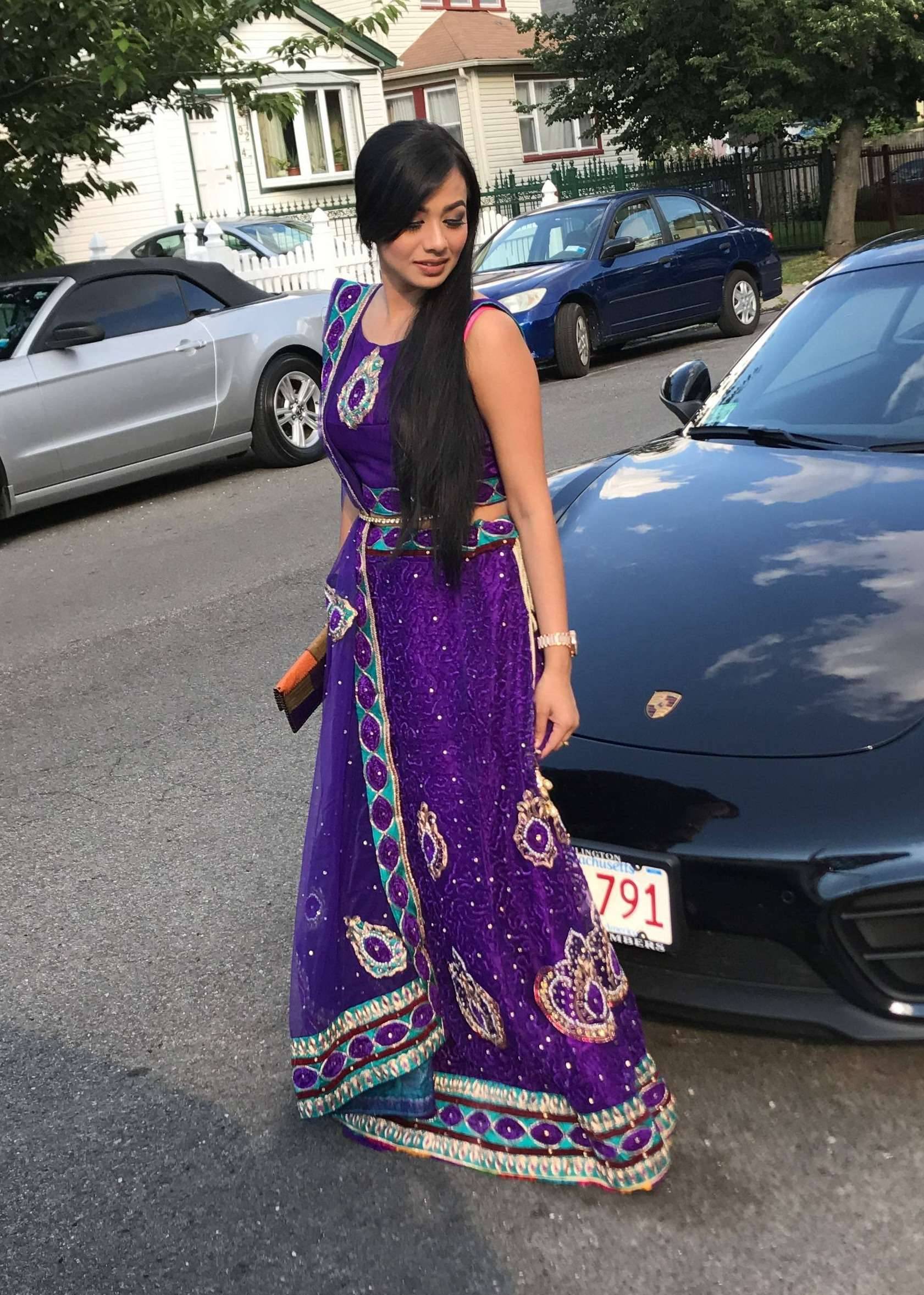 Purple & Teal Embroidered Lehenga Image - 1