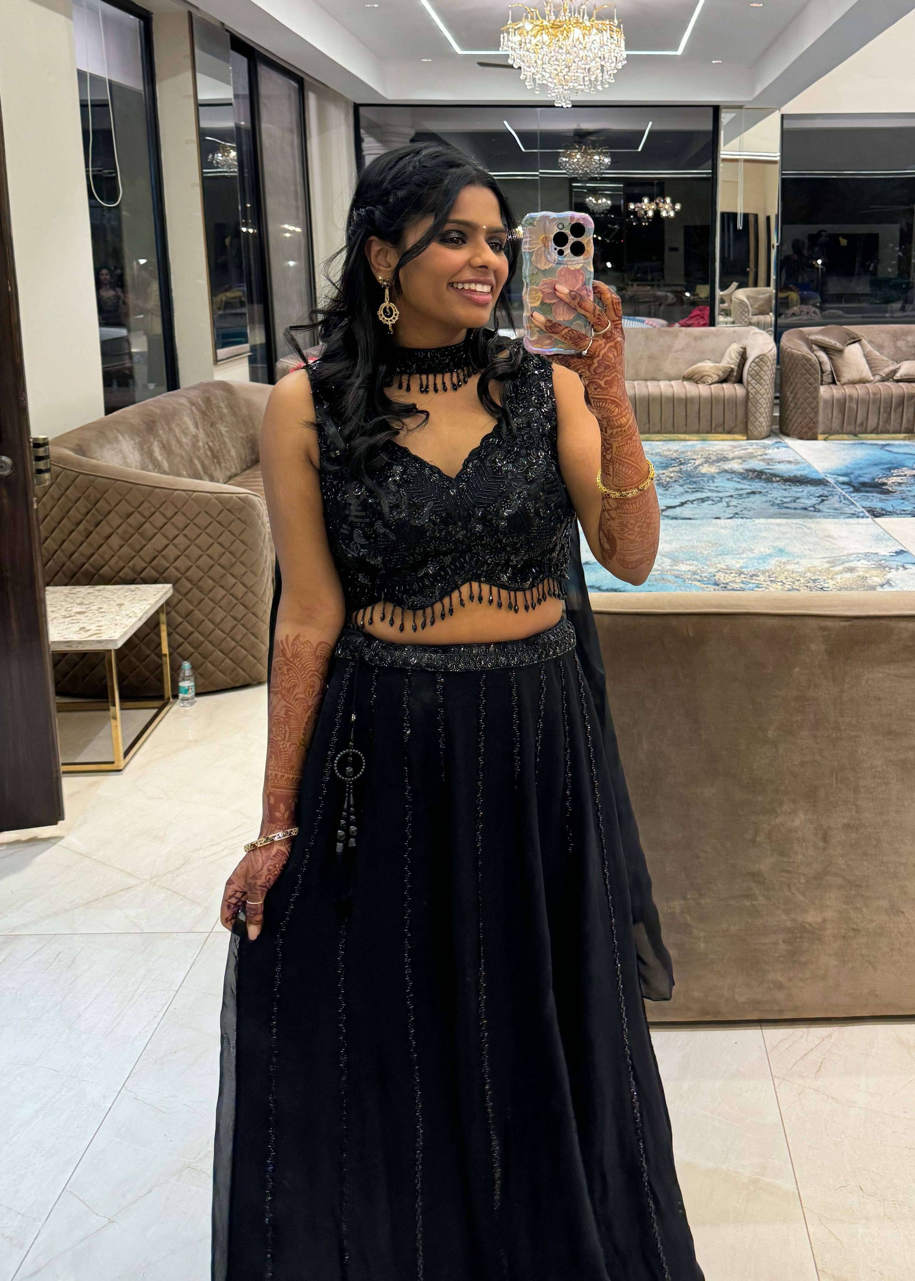Black Sequin Beaded Lehenga Image - 1