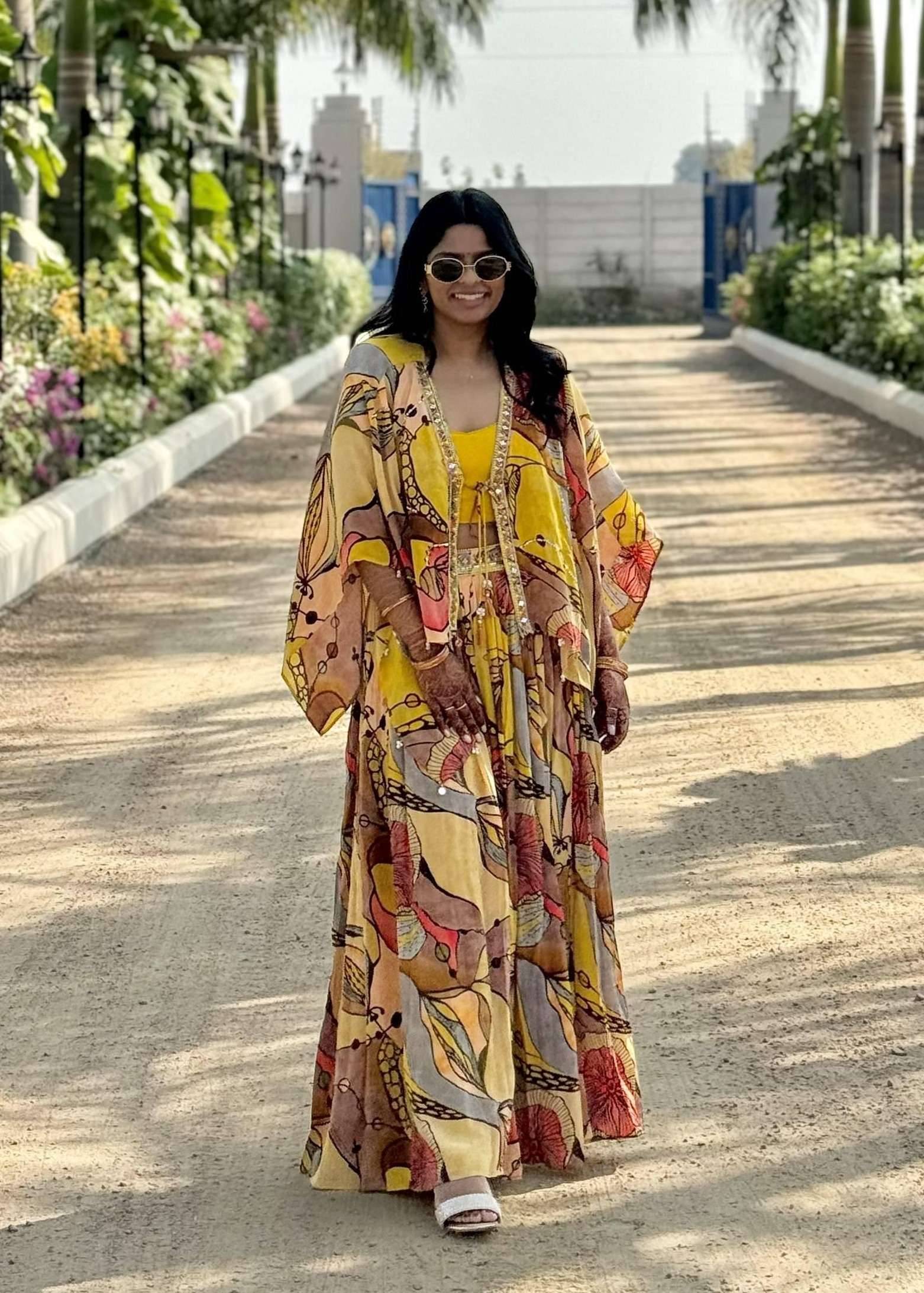 Yellow Printed Pant Set Image - 0