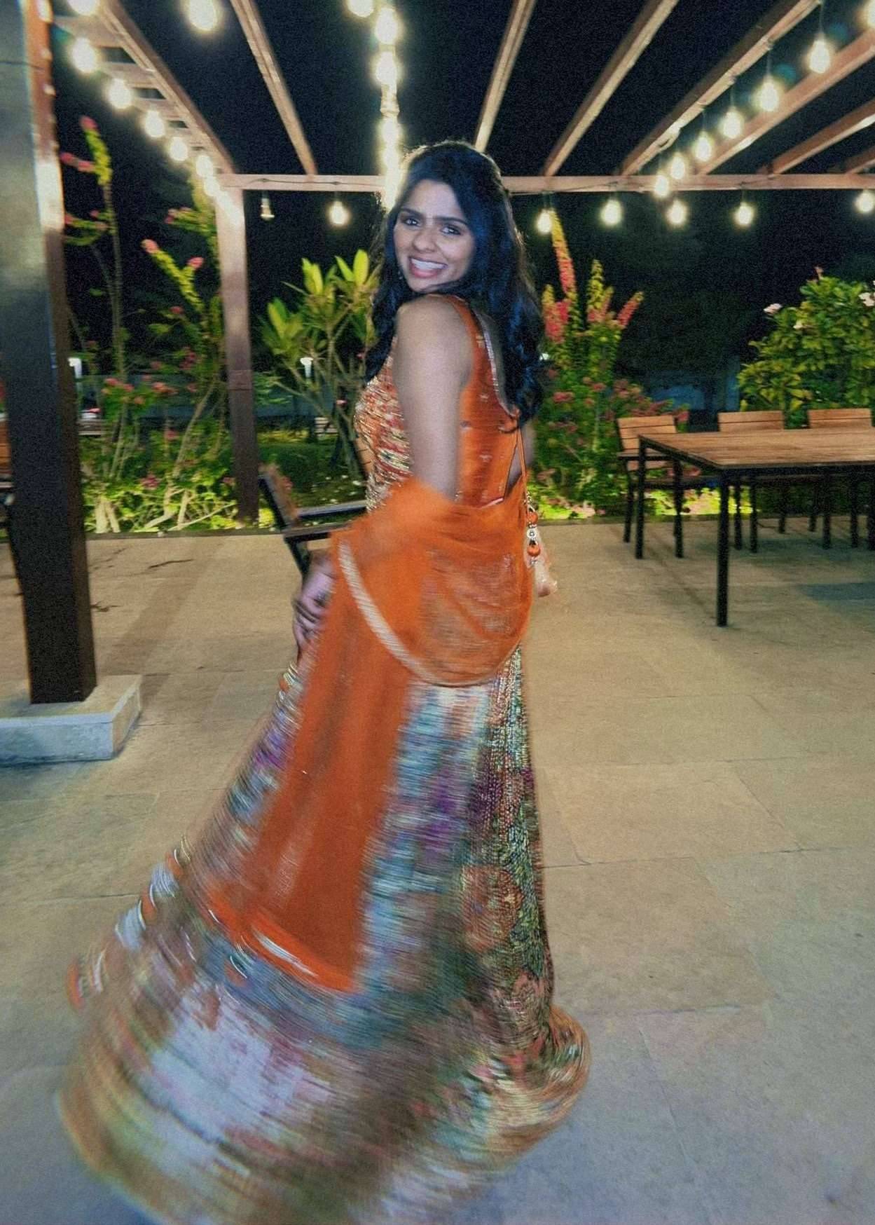 Orange Printed Lehenga Image - 1