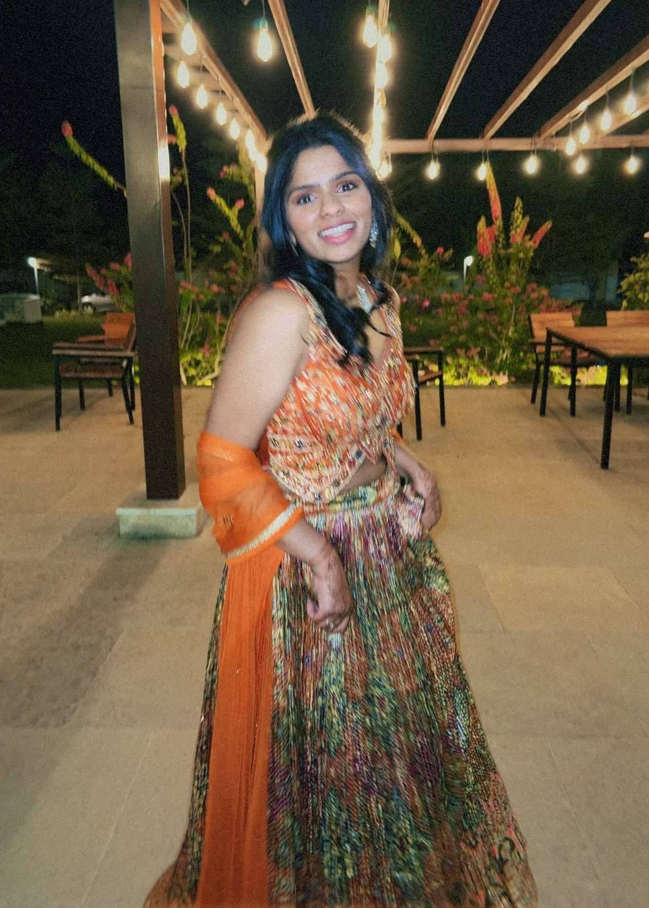 Orange Printed Lehenga Image - 2