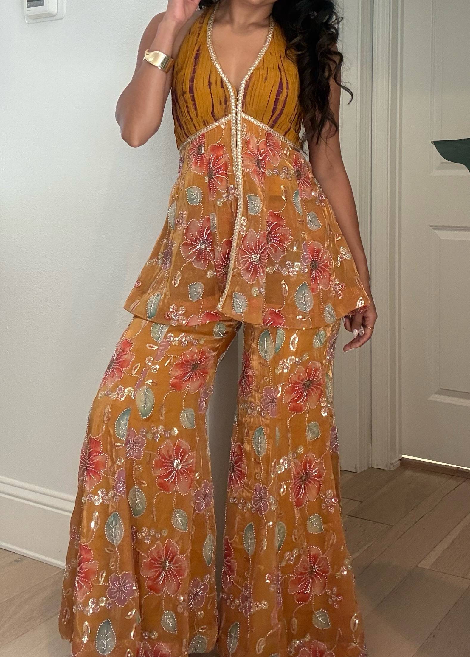 Yellow Floral Peplum Sharara Image - 0