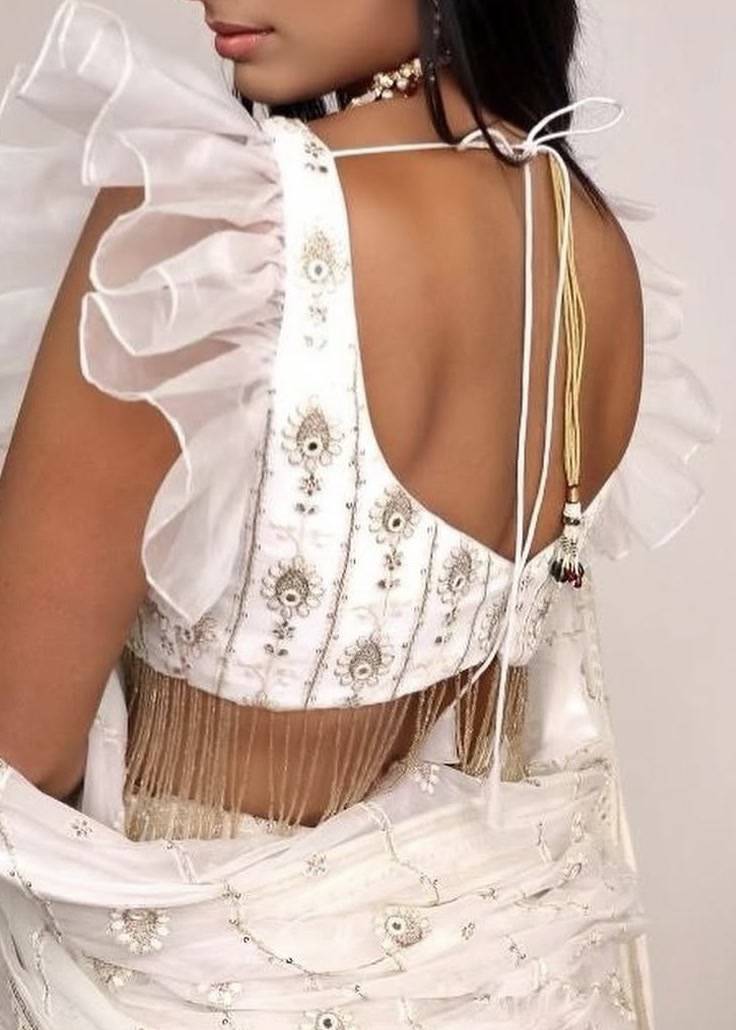 White Puff Sleeve Lehenga Image - 4