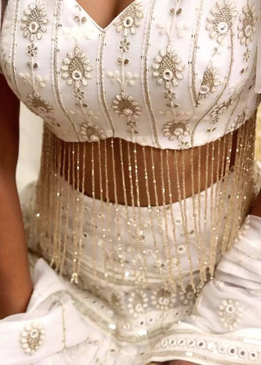 White Puff Sleeve Lehenga Image - 5