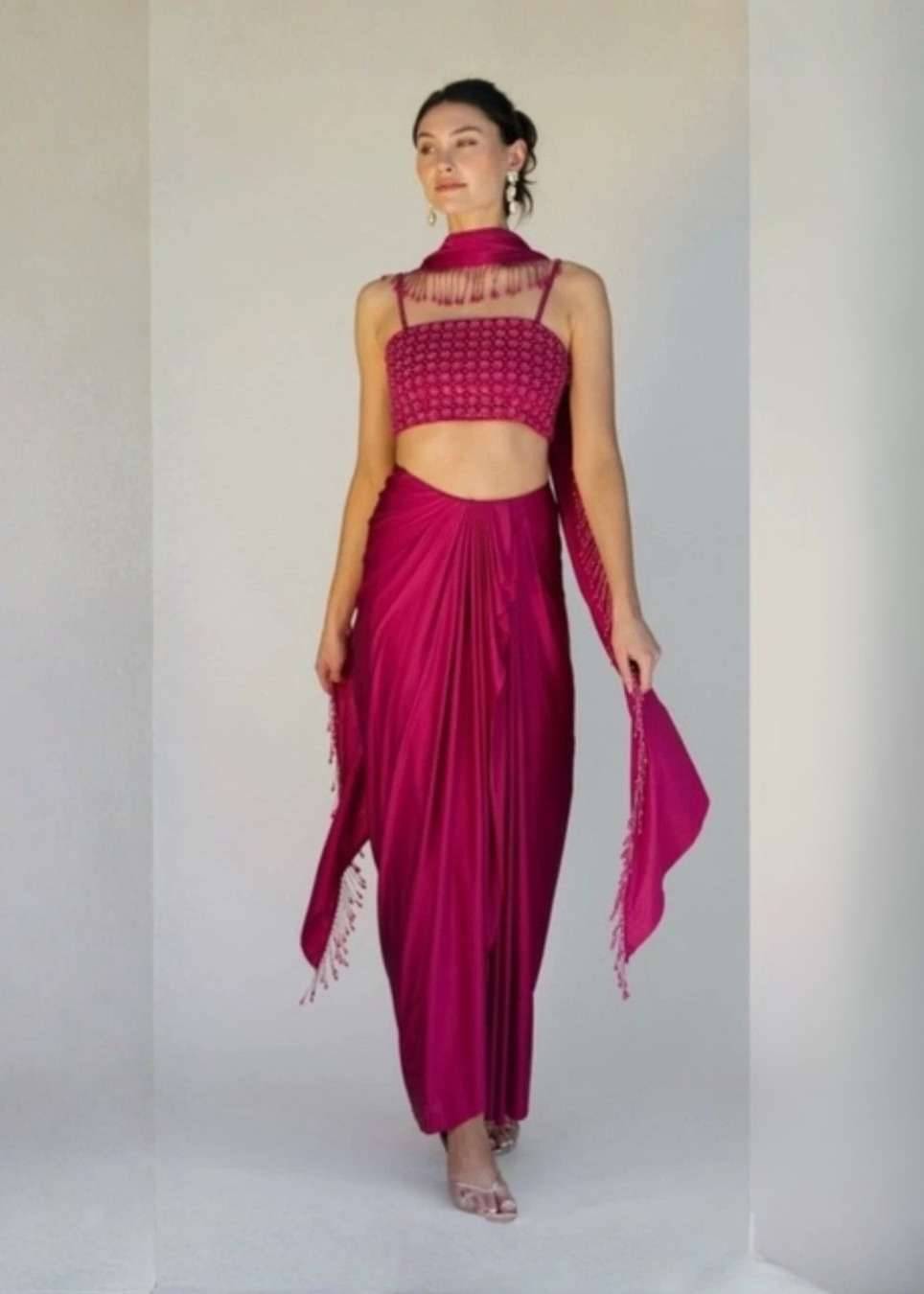 Rani Pink Draped Skirt Set Image - 0