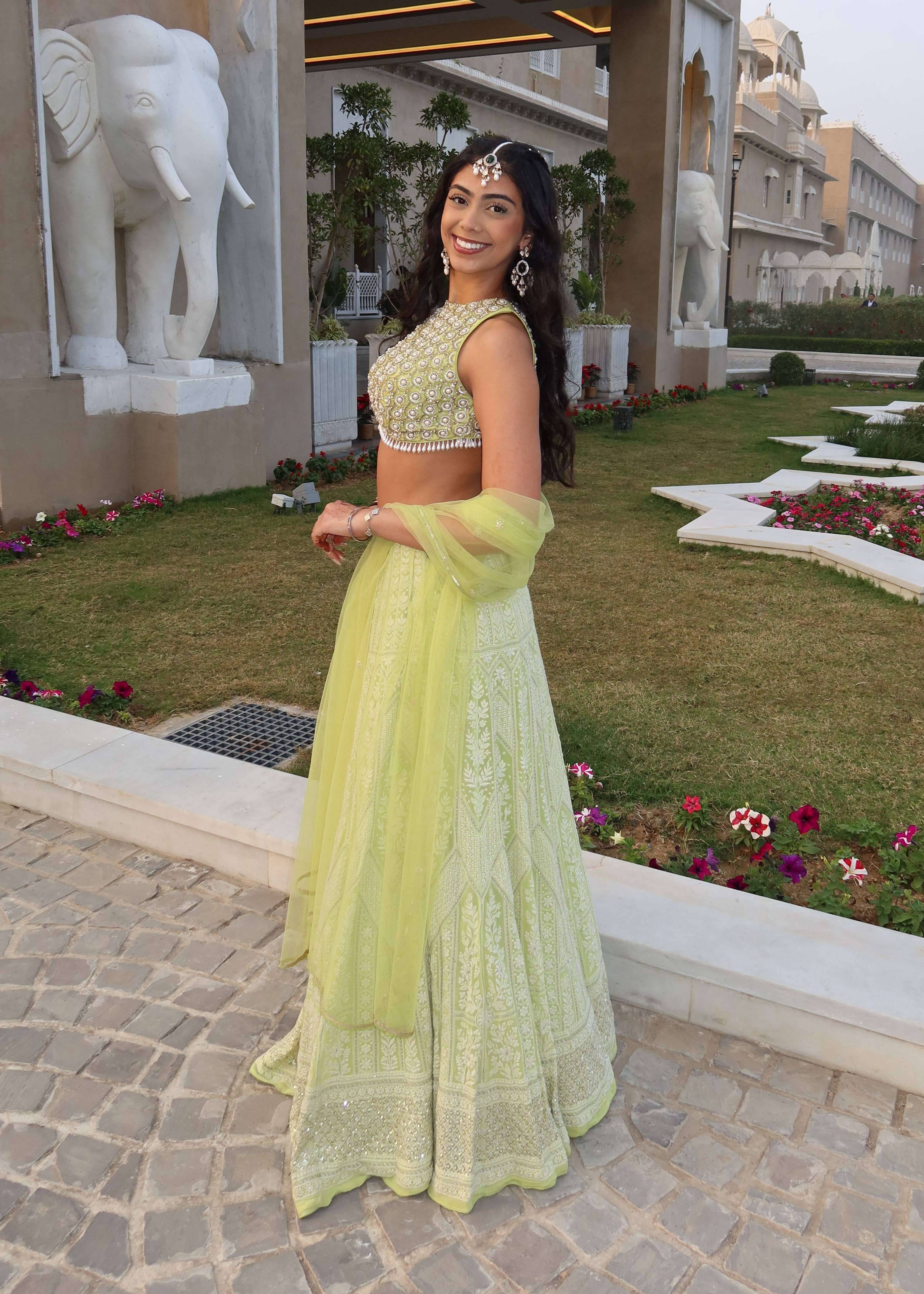 Citrine Green Halter Lehenga Image - 1
