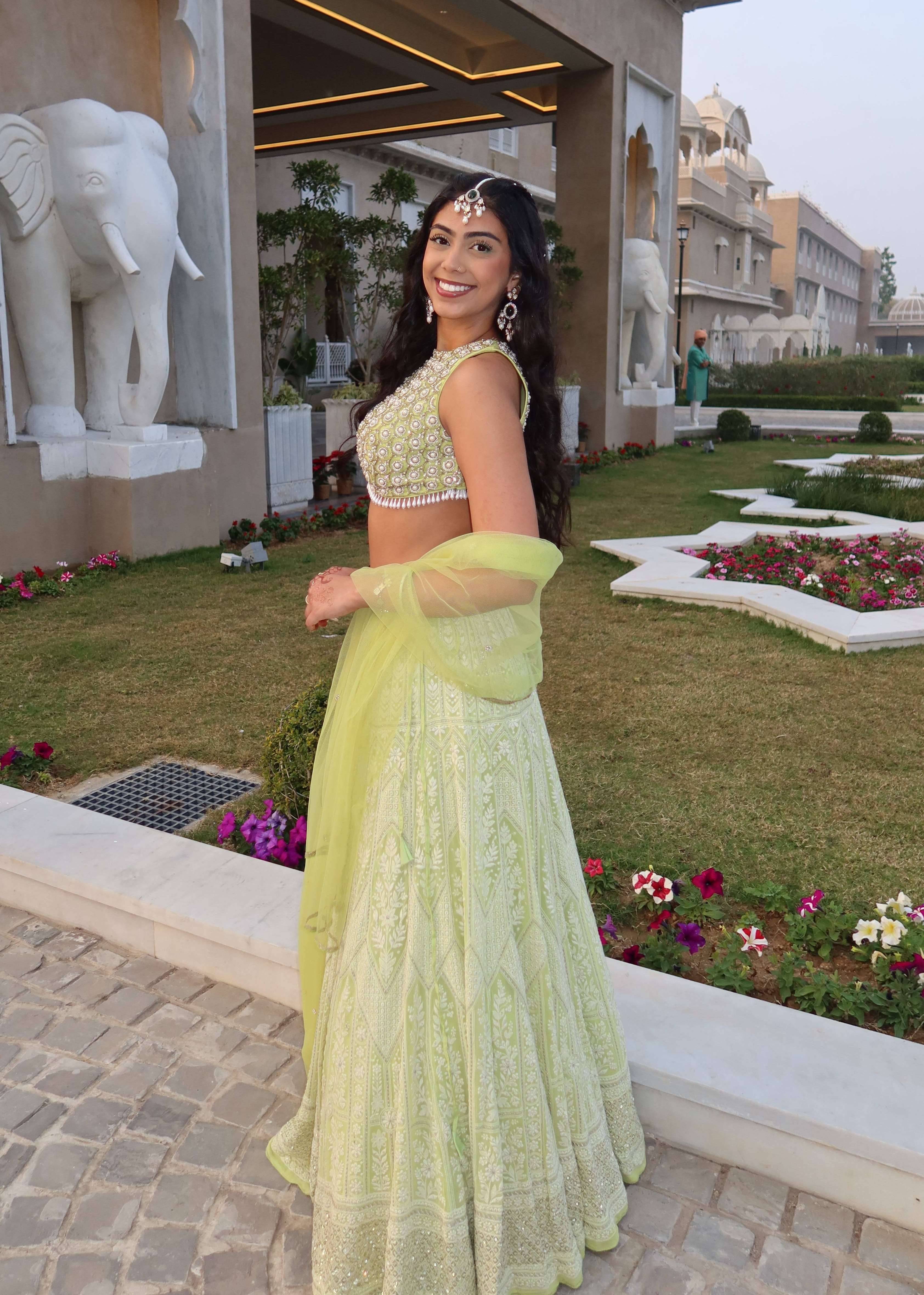 Citrine Green Halter Lehenga Image - 2