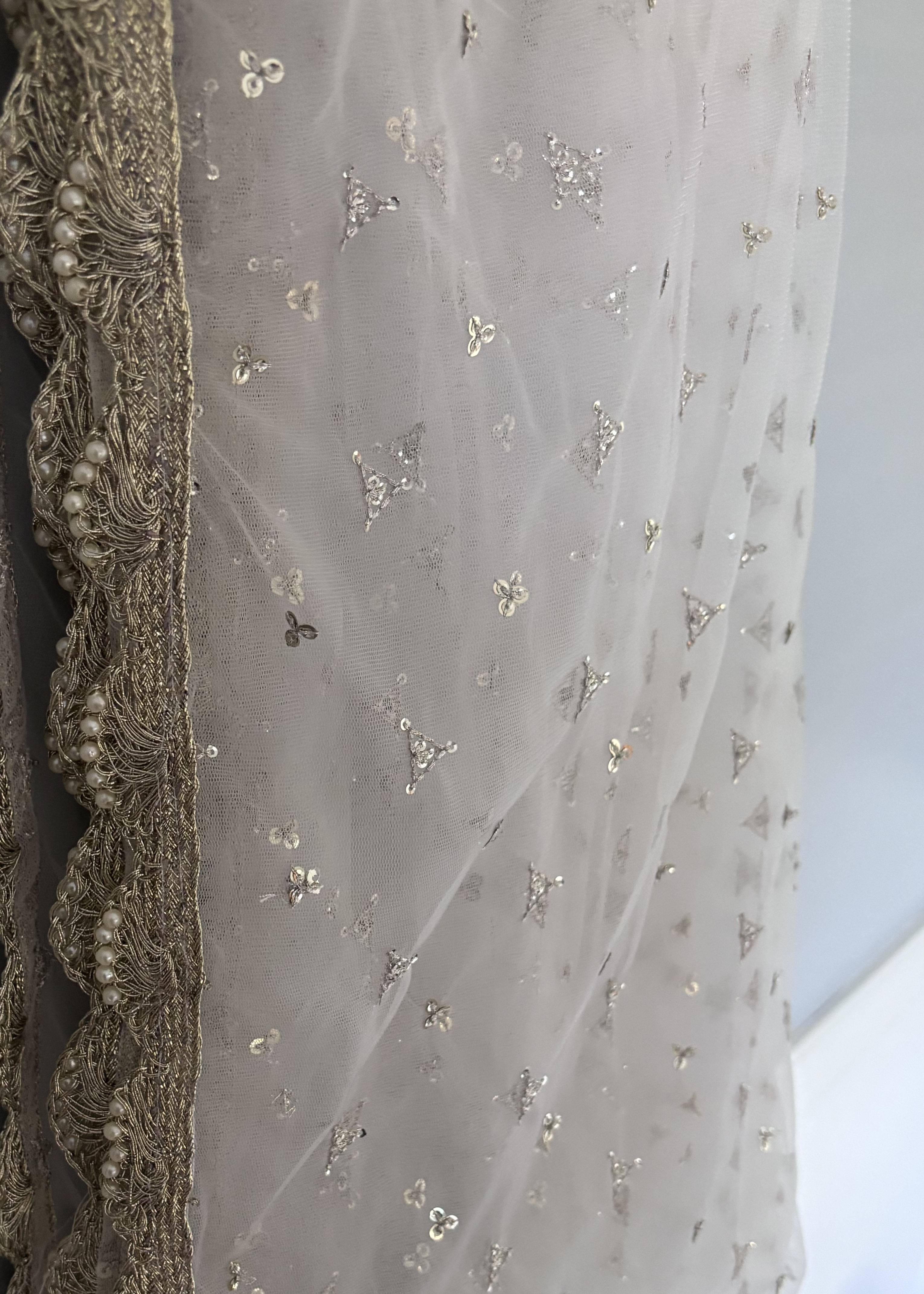 Ivory Floral Gharara Set Image - 7