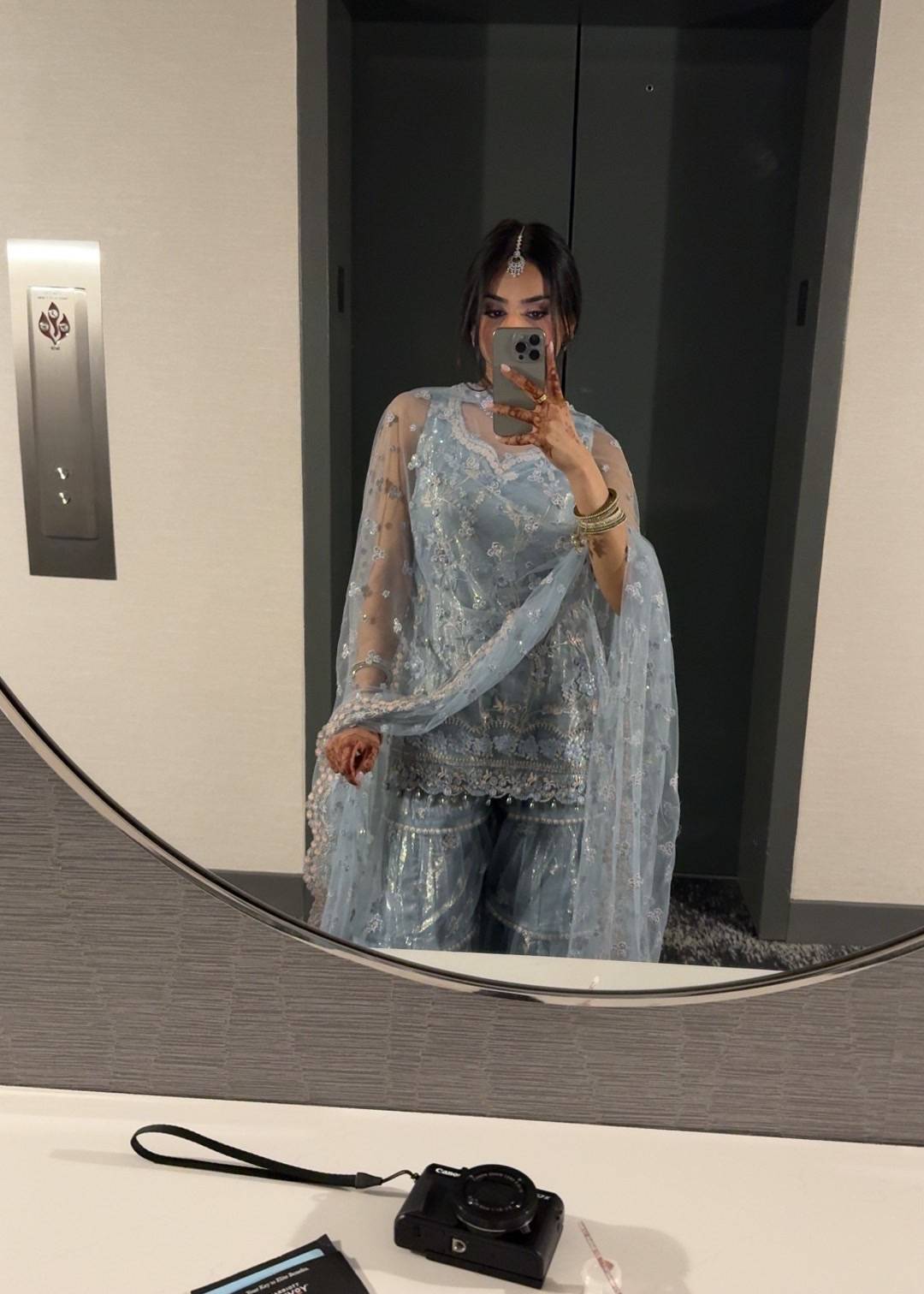 Powder Blue Embellished Gharara Set Image - 2