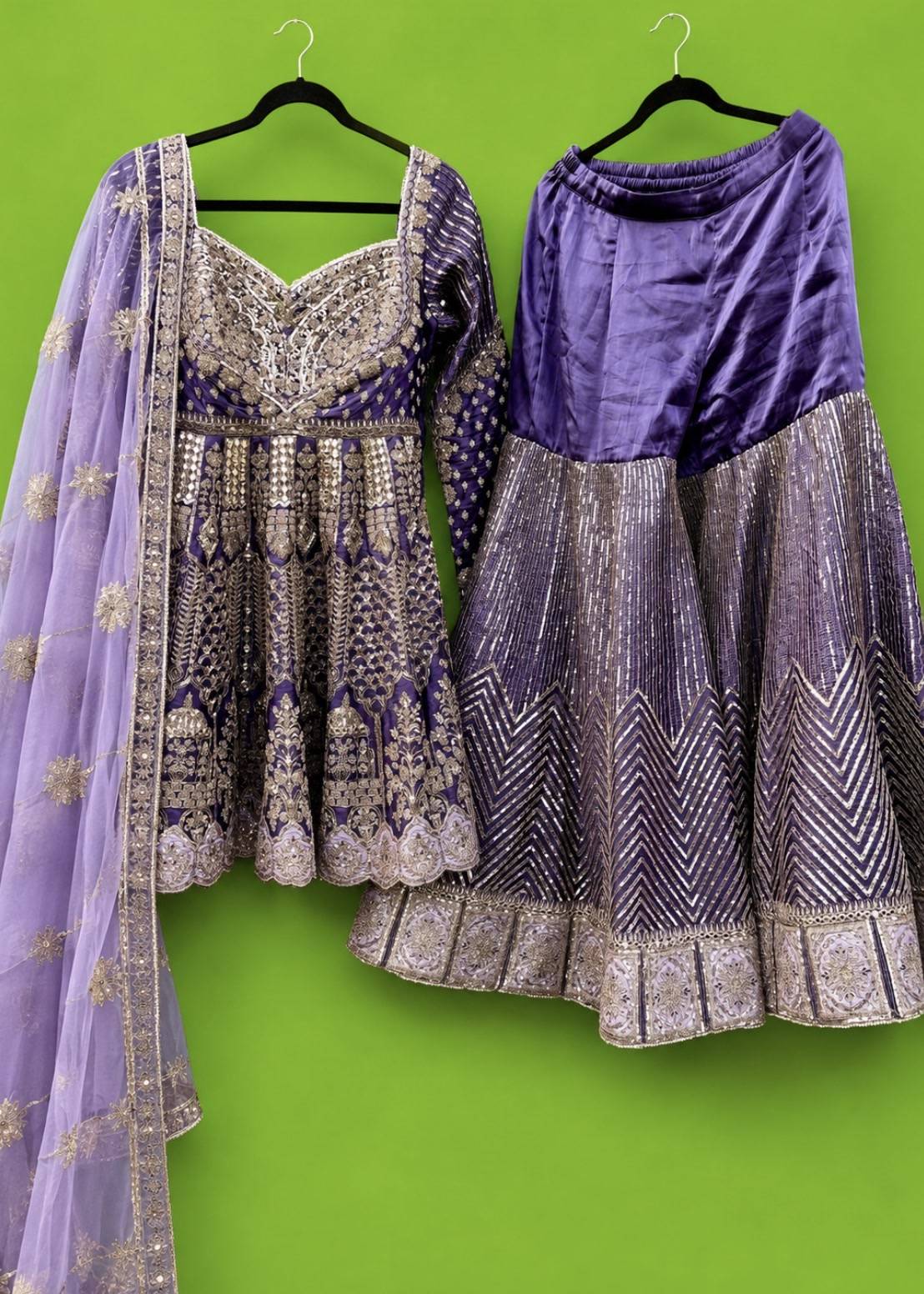 Deep Purple Sharara Set Image - 1