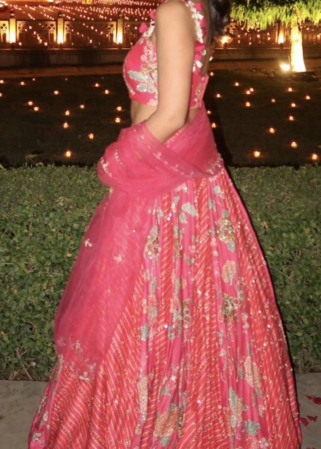Pink Floral and Mixed Print Lehenga Image - 5