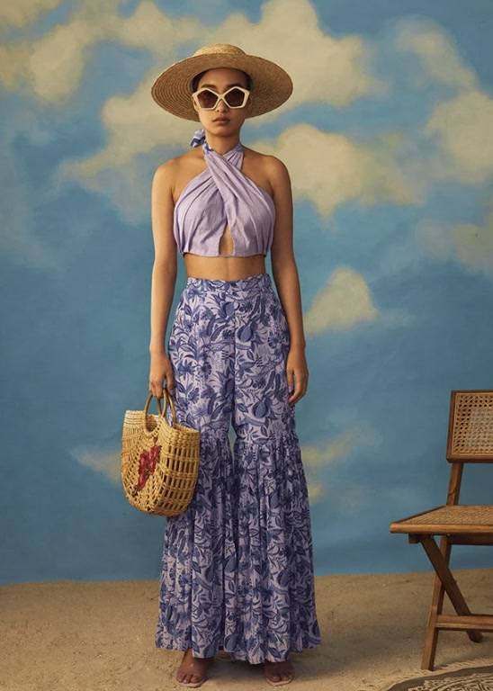 Lilac Floral Halter Set Image - 0