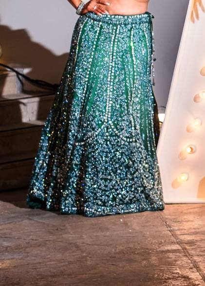 Emerald Green Embellished Lehenga Image - 3