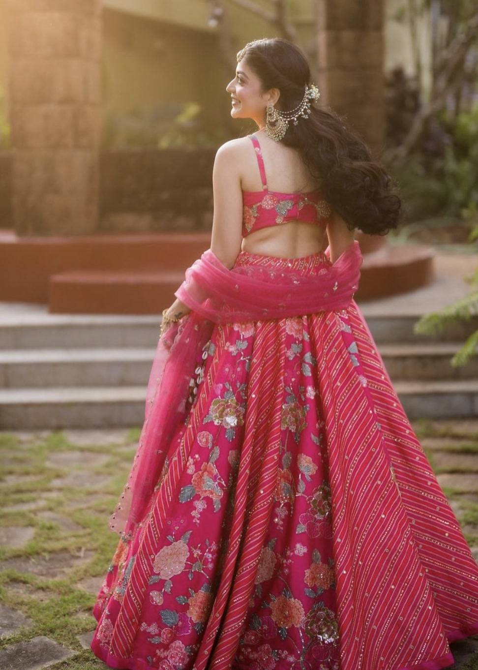 Pink Floral and Mixed Print Lehenga Image - 6