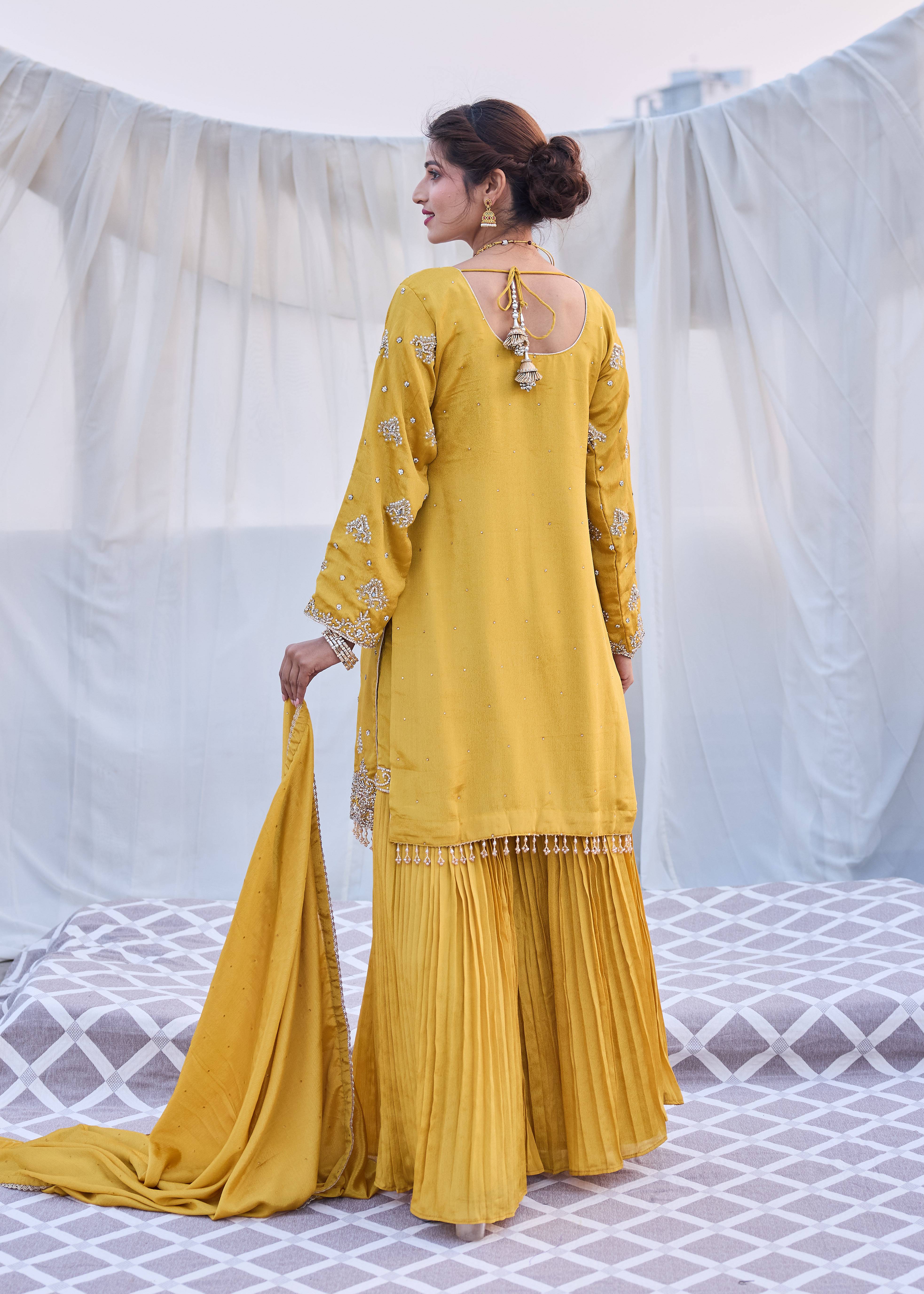 Deep Yellow Sharara Set Image - 1