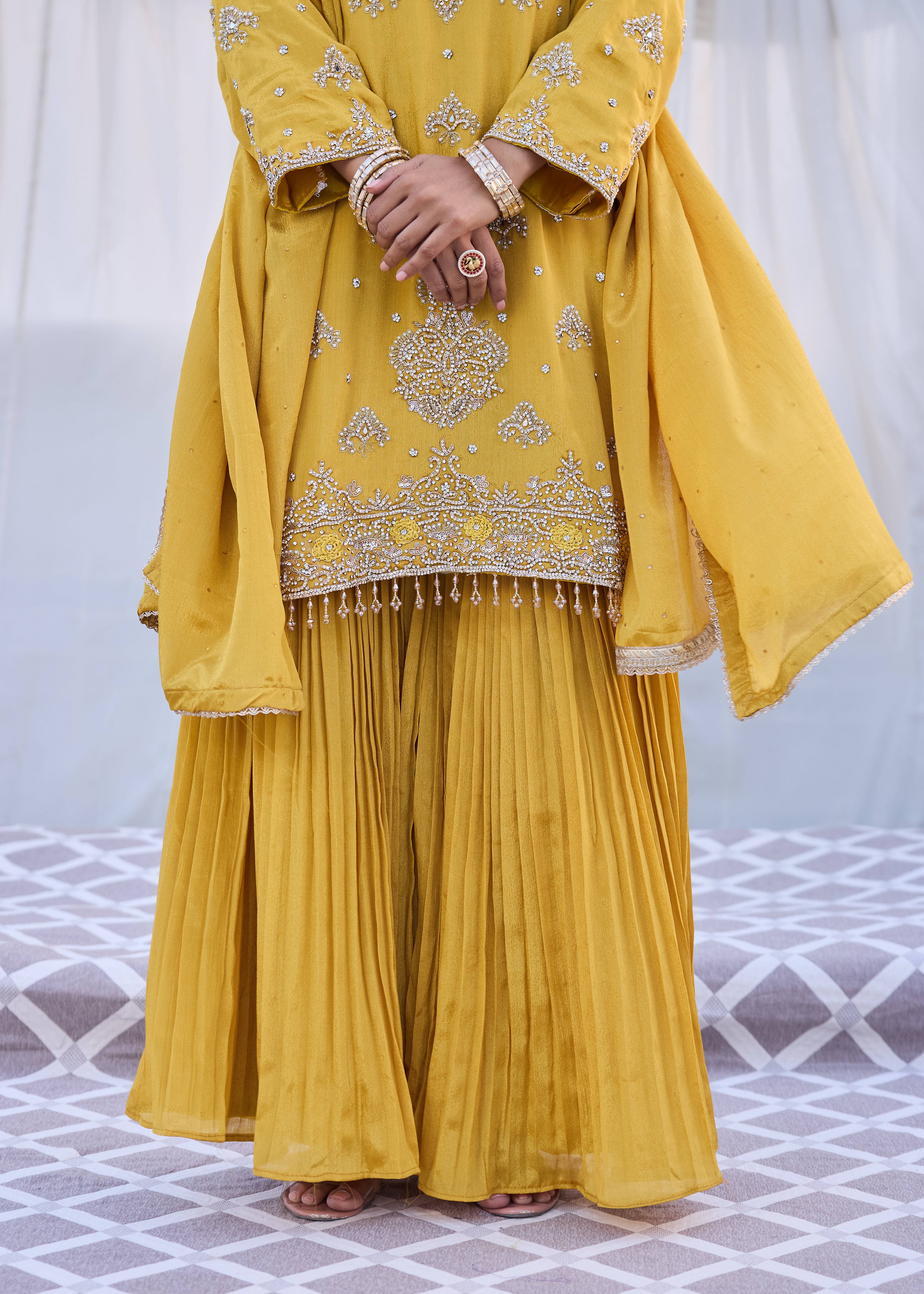 Deep Yellow Sharara Set Image - 2