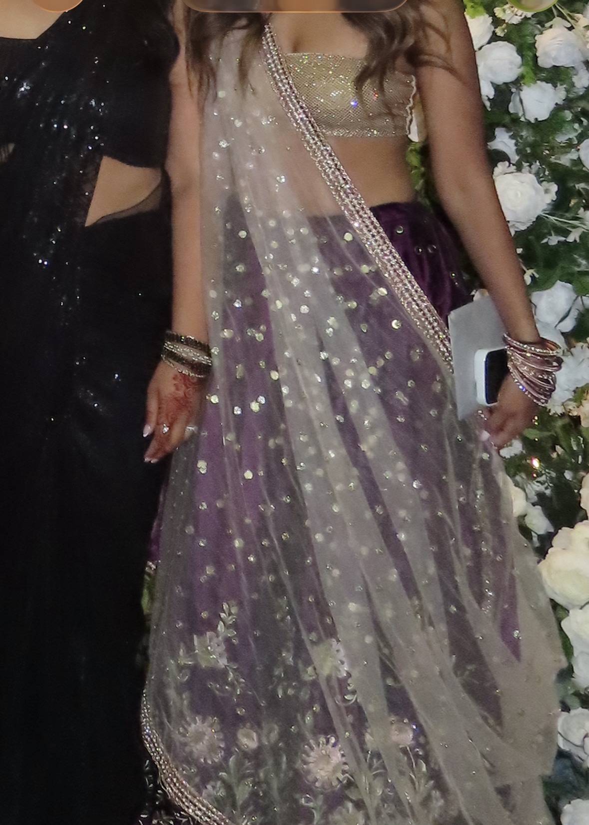 Wine Velvet Mirrorwork Lehenga Image - 3